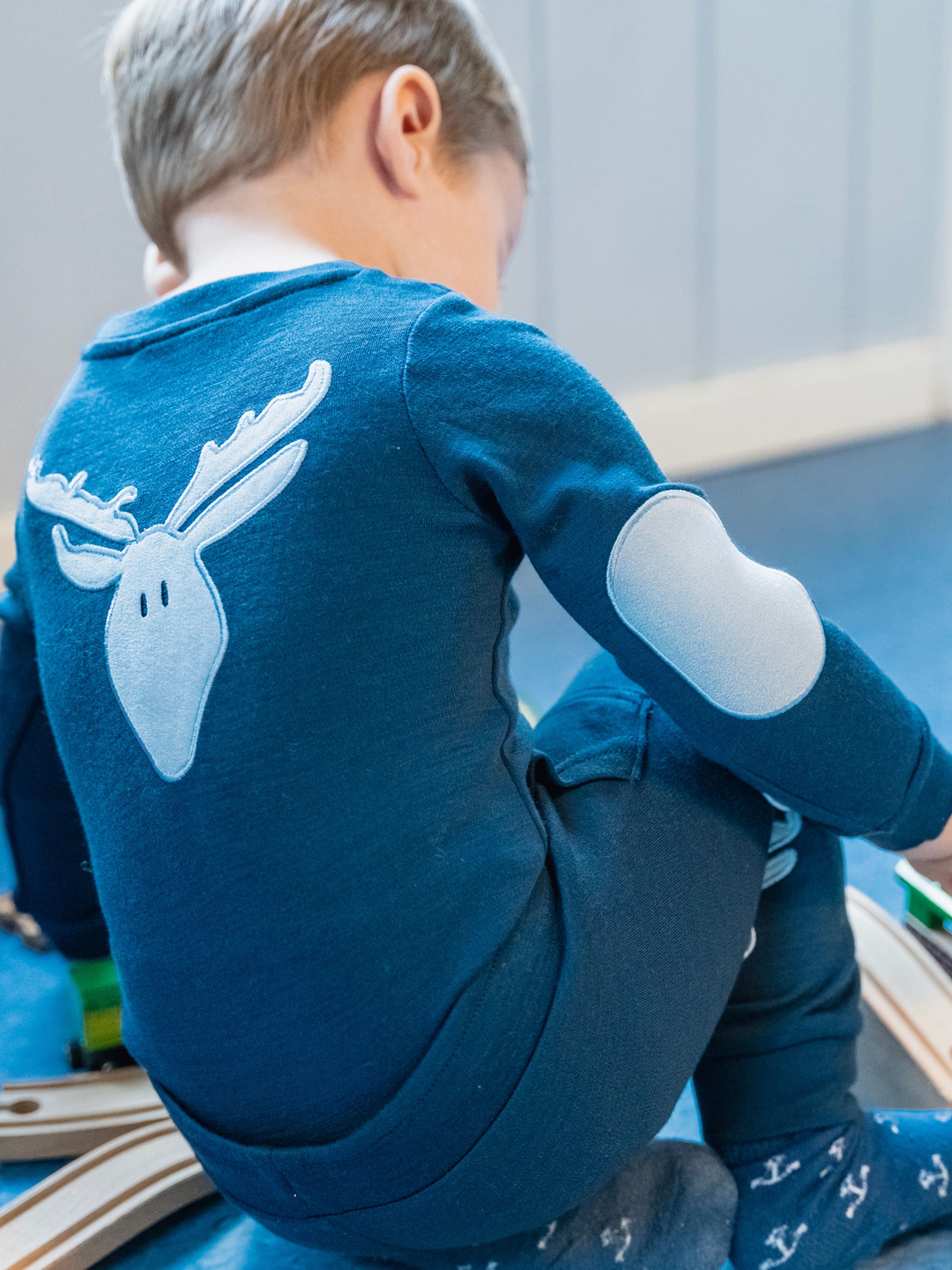 Bergen Merino Bodysuit With Moose Blue