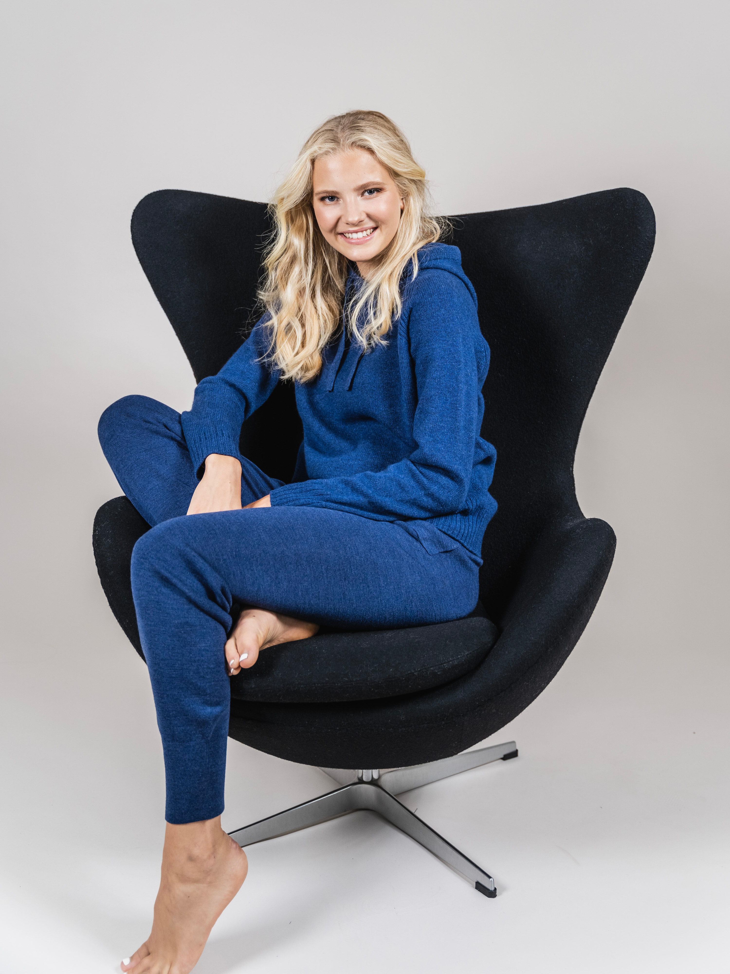 Justatinden Knitted Wool Pants Indigo Blue