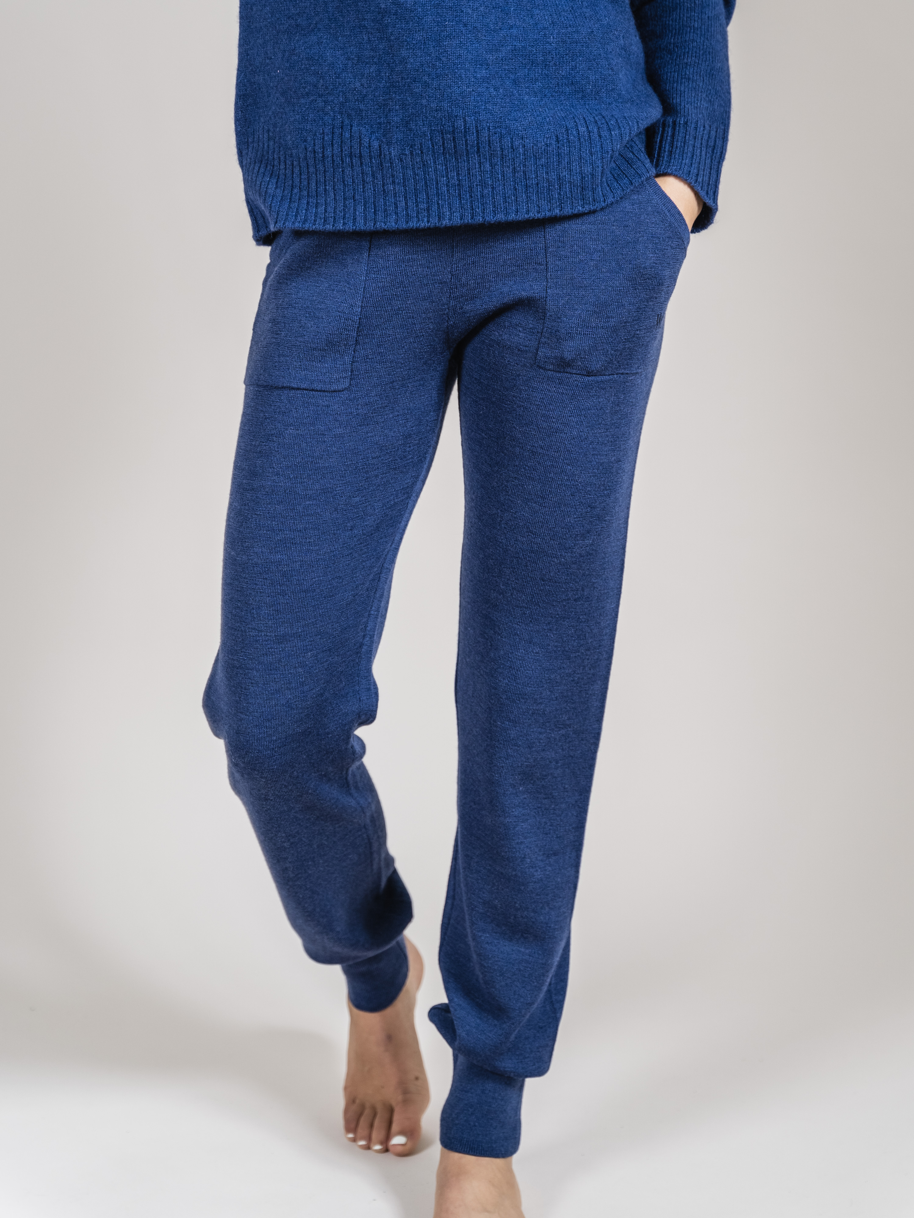 Justatinden Knitted Wool Pants Indigo Blue