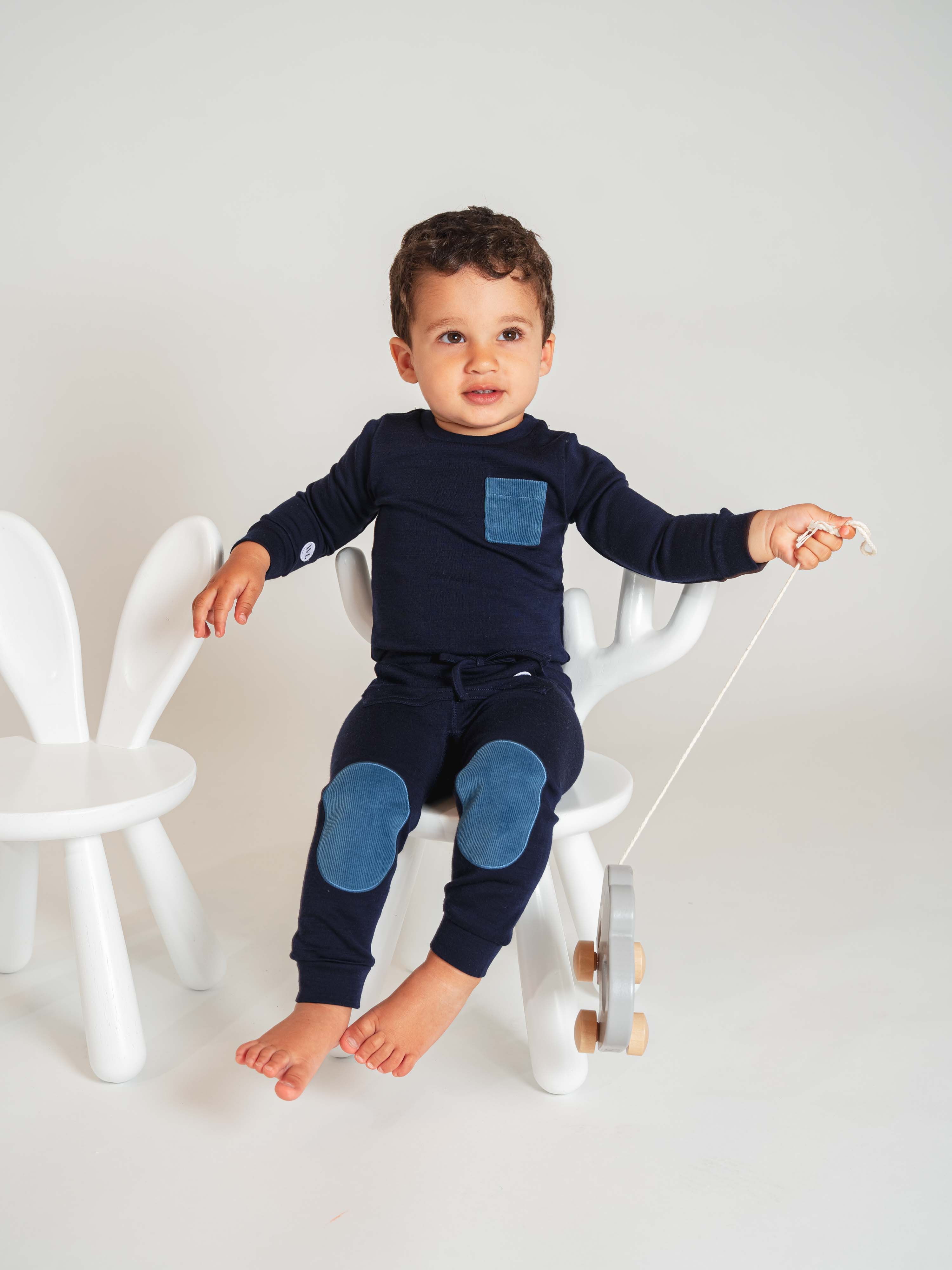 Bergen Merino Trousers With Moose Blue Ink