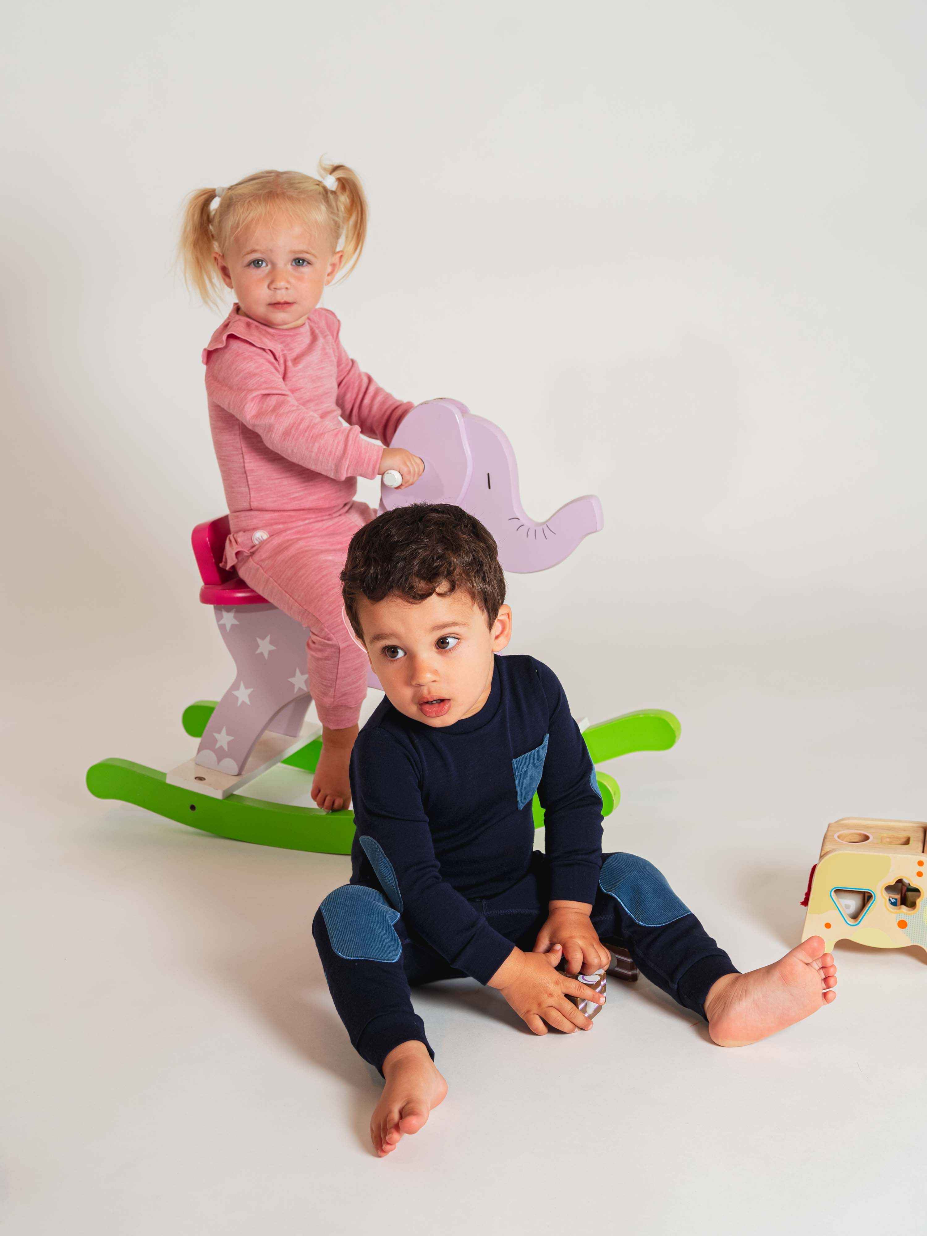 Bergen Merino Trousers With Moose Blue Ink