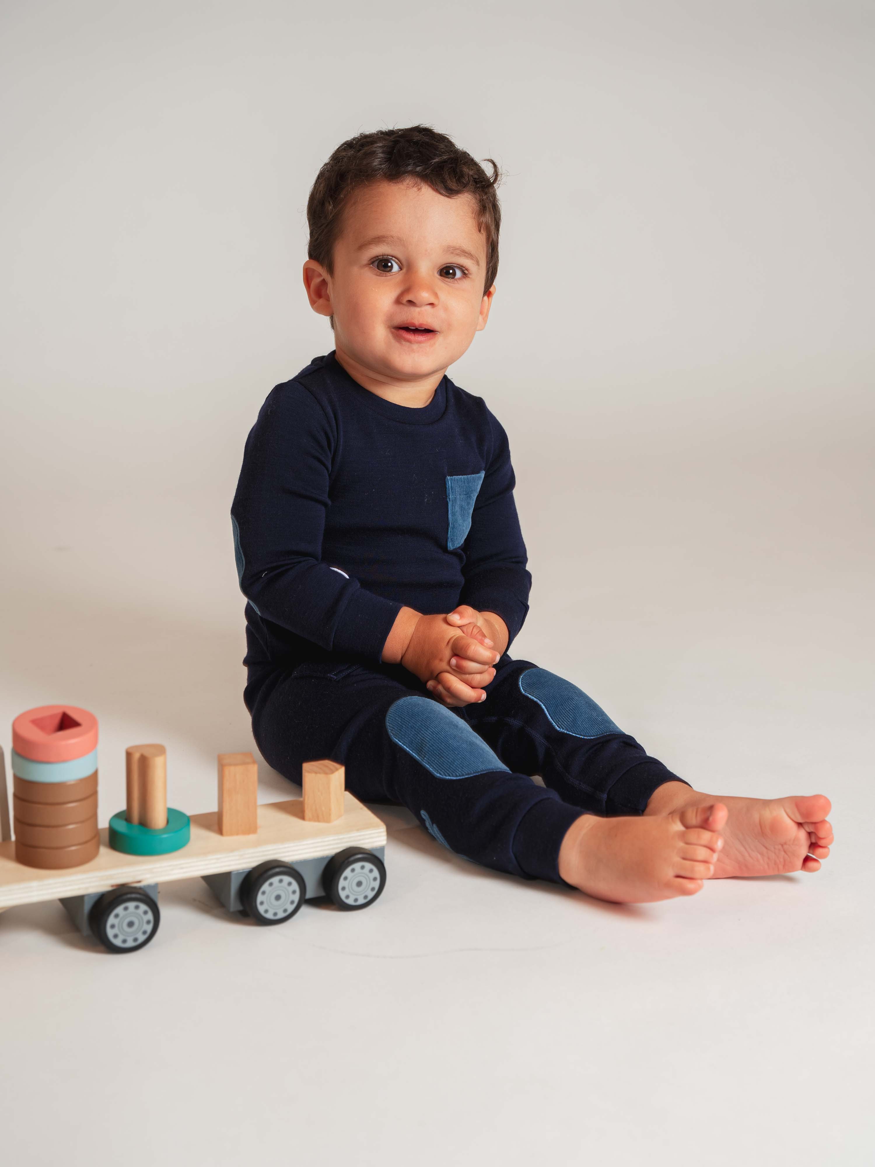 Bergen Merino Trousers With Moose Blue Ink