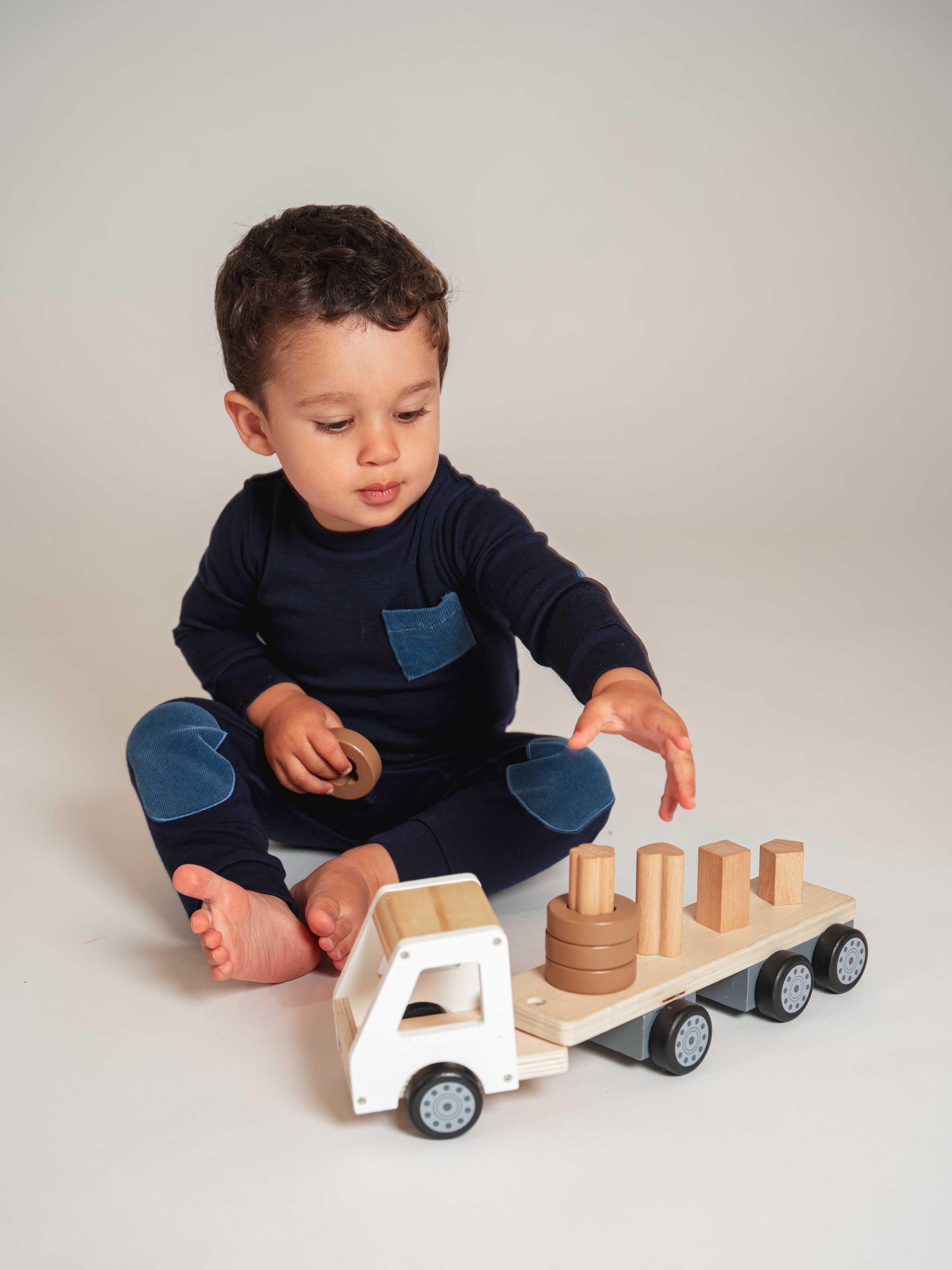 Bergen Merino Bodysuit With Moose Blue Ink