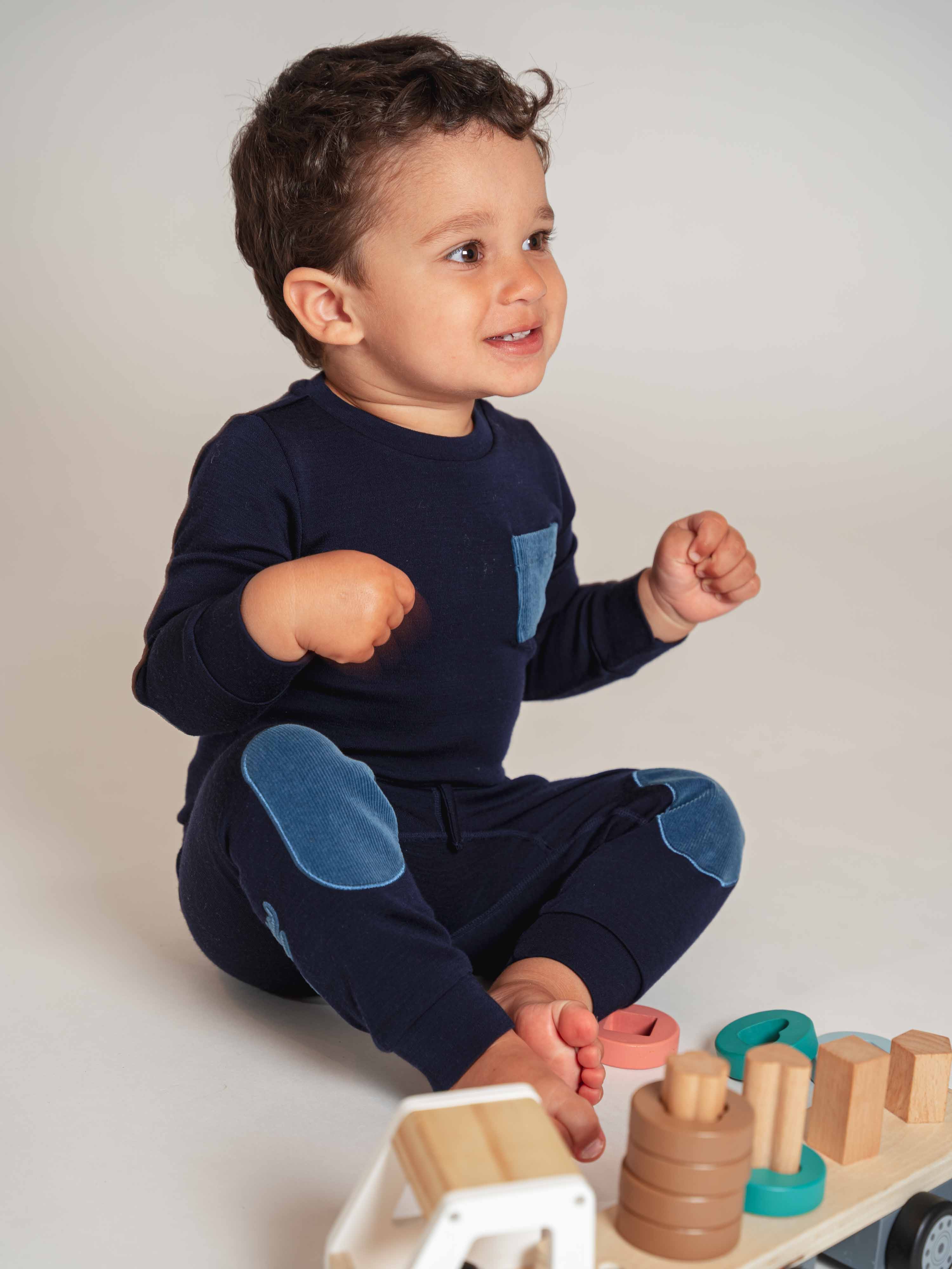 Bergen Merino Bodysuit With Moose Blue Ink