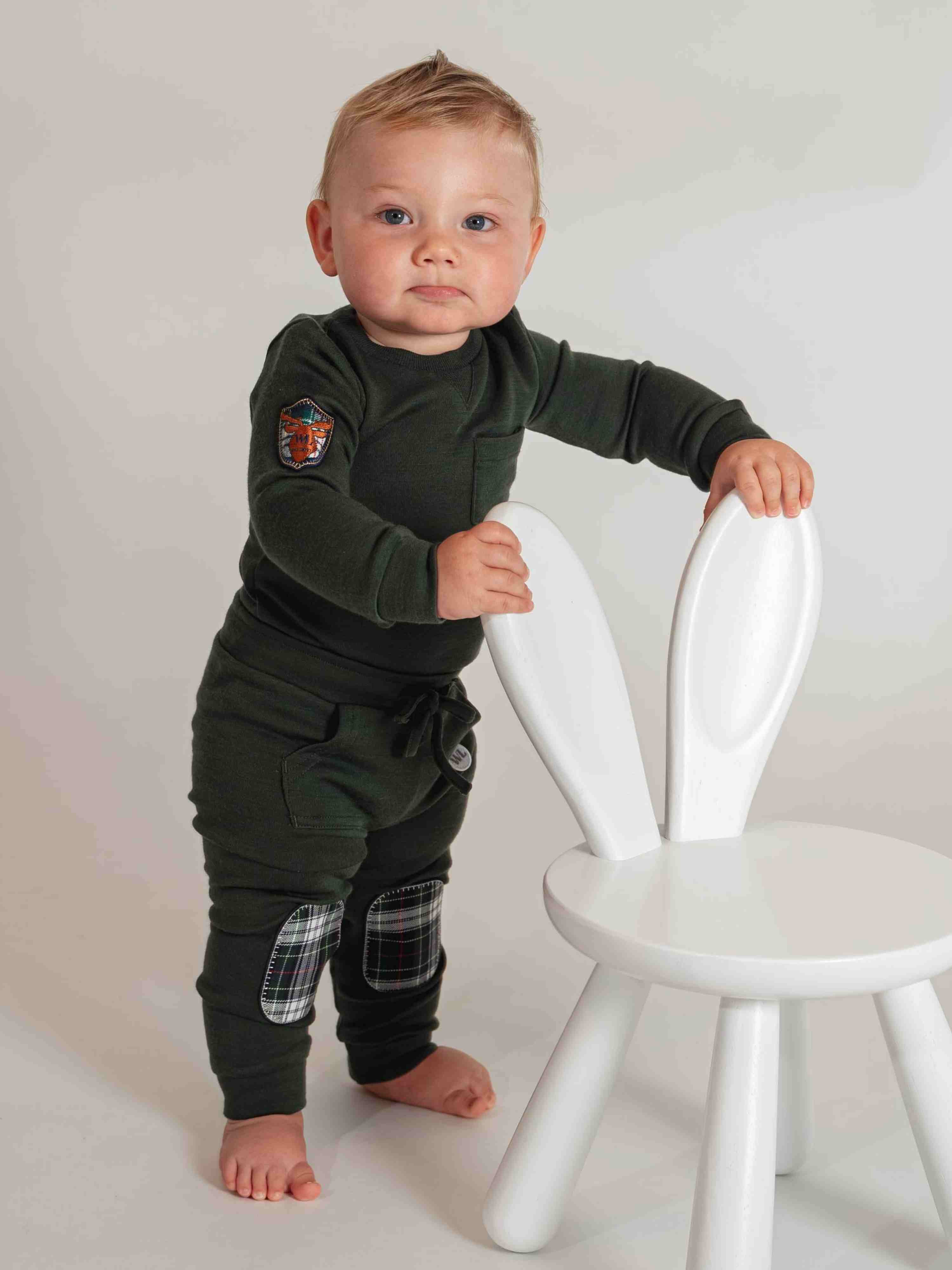 Bergen Merino Trousers With Moose Green