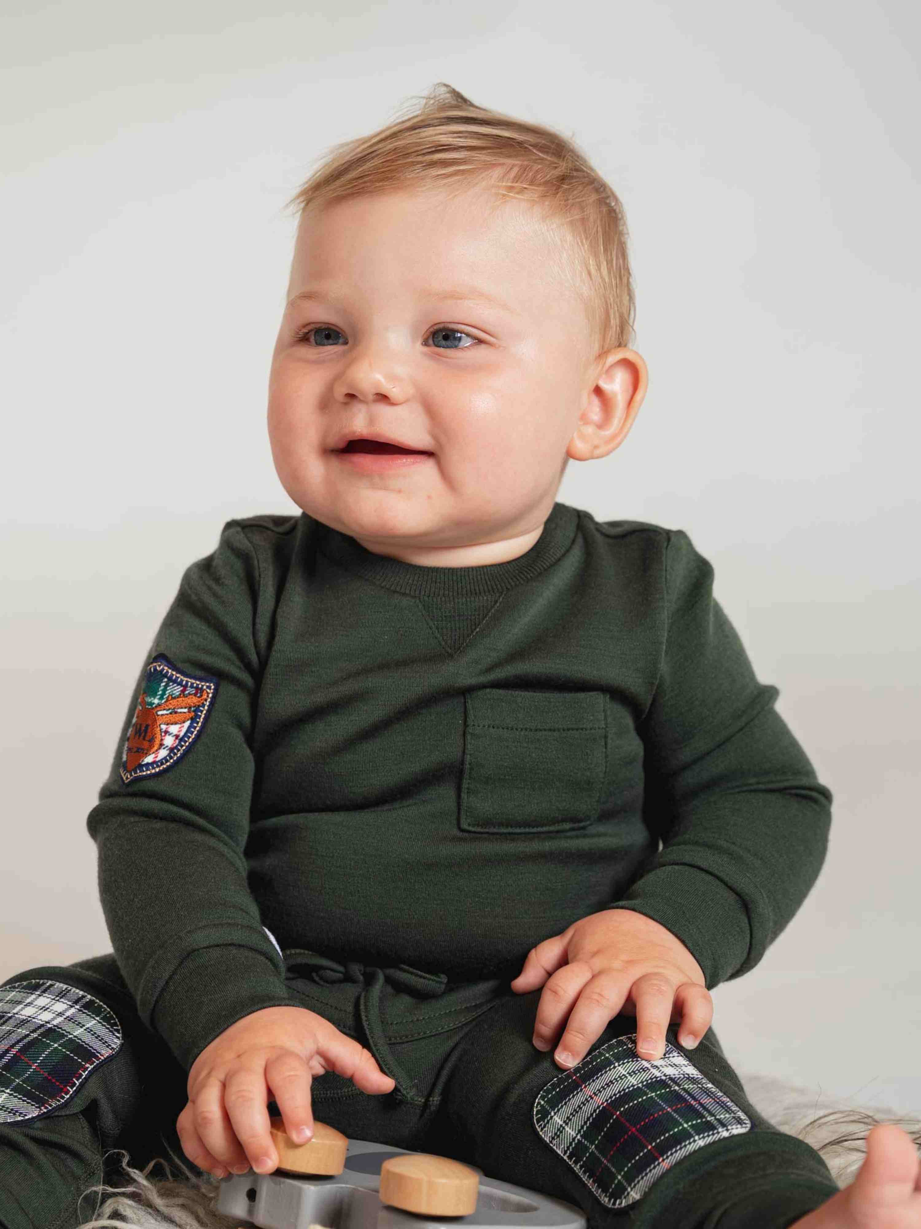 Bergen Merino Bodysuit With Moose Green