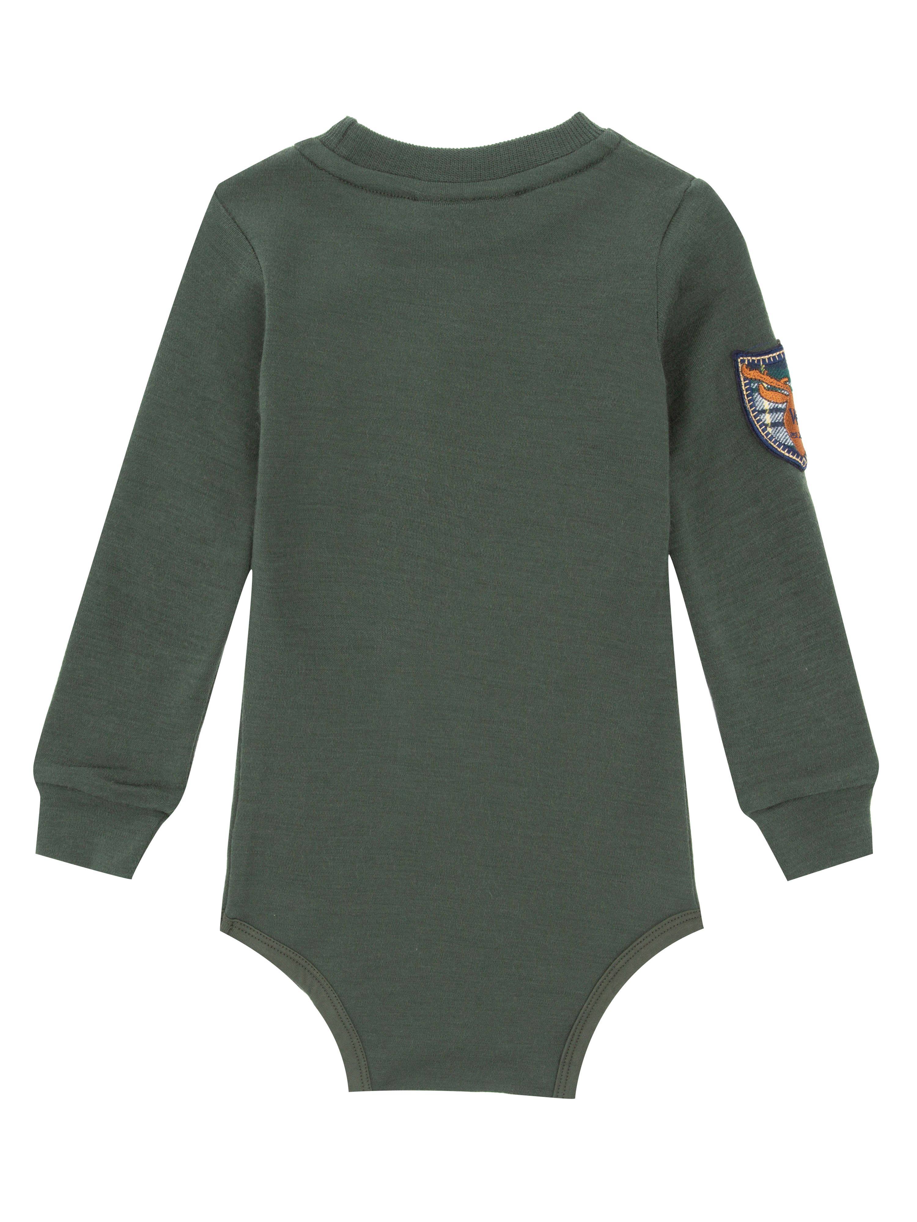 Bergen Merino Bodysuit With Moose Green
