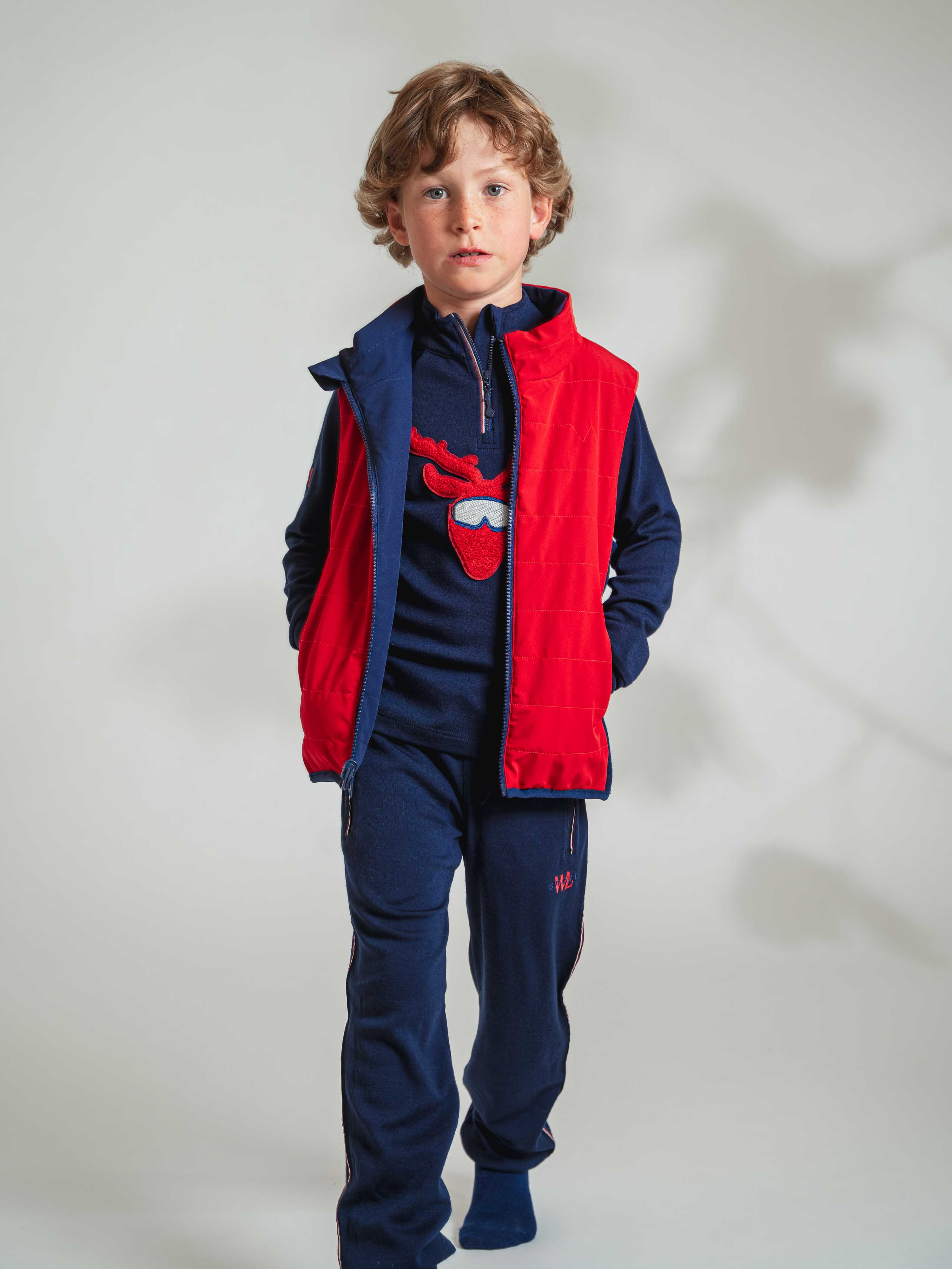 Kongsvinger Vest Reversible Blue Ink/Chili