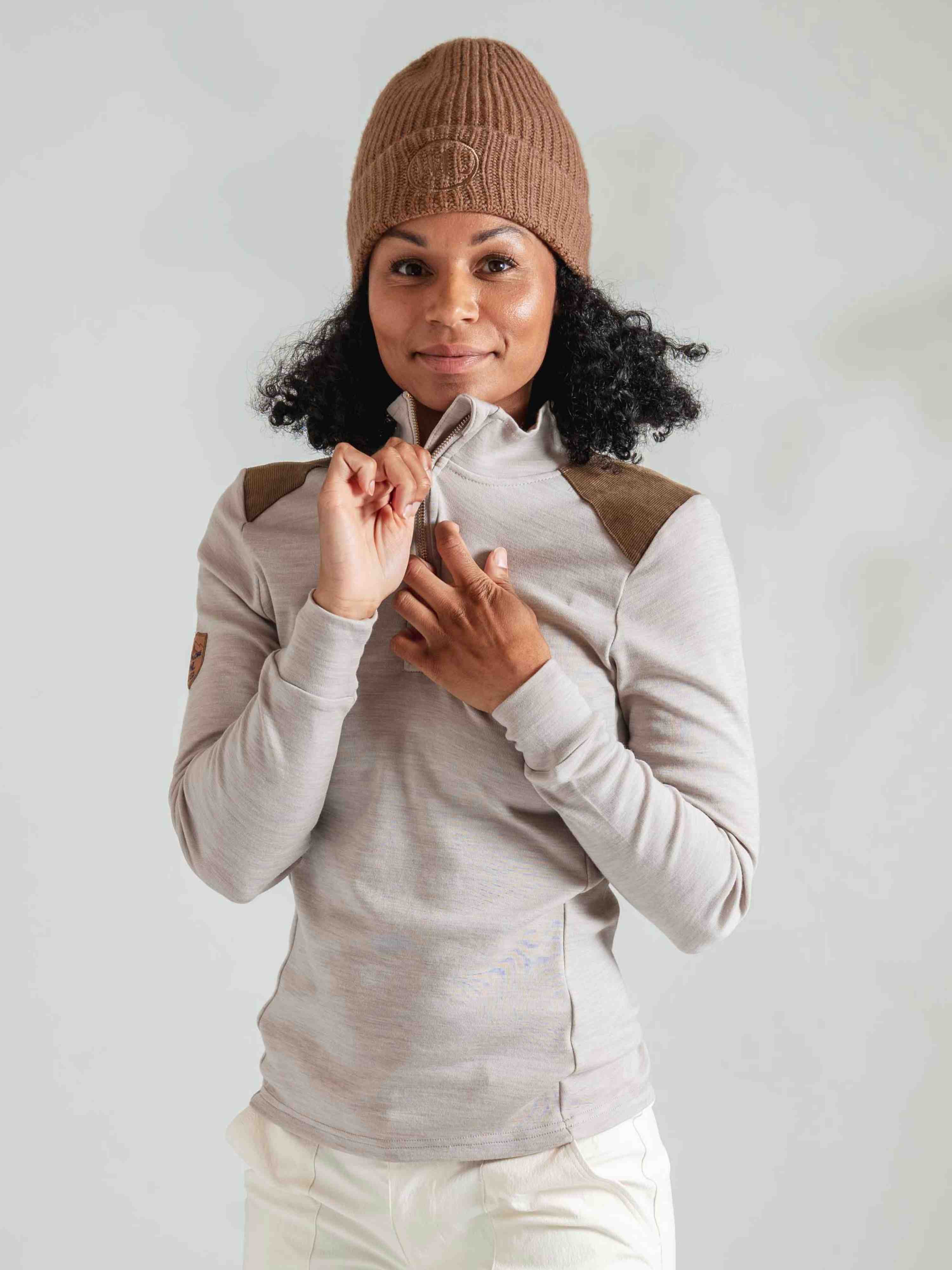 Beito Merino Half-zip Sweater Beige