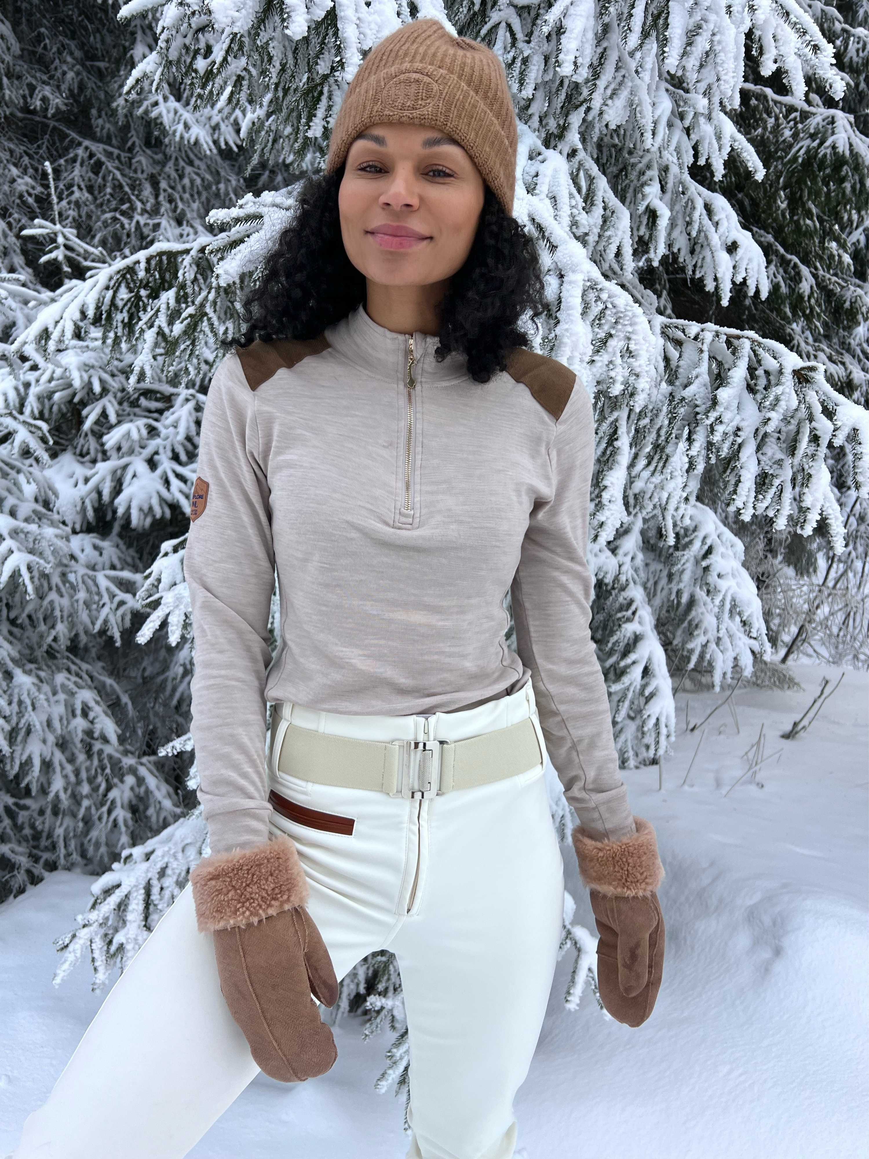 Beito Wool Top | Half-Zip | Cord | Women | Beige - Woolland Beito Wool Top | Half-Zip | Cord | Women | Beige - Woolland