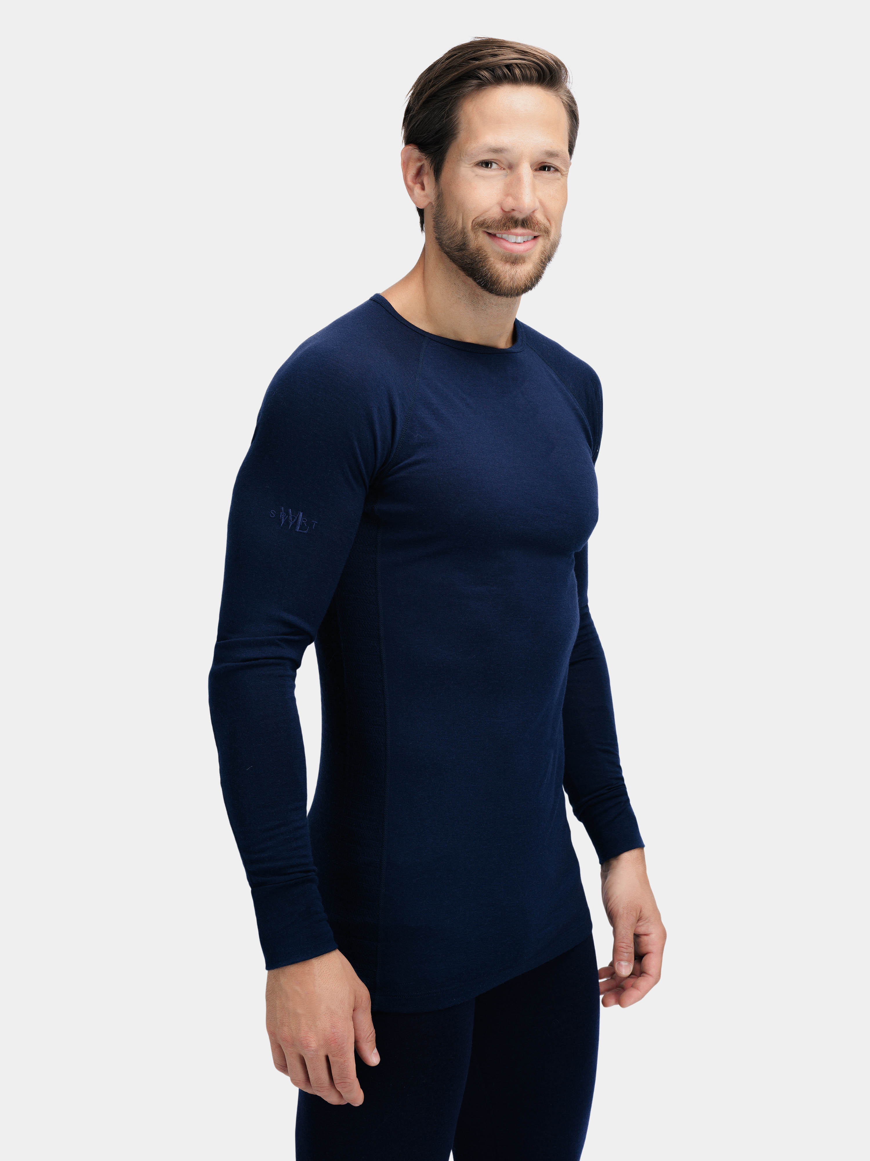 Rena Merino Base Layer Crew Top  Blue