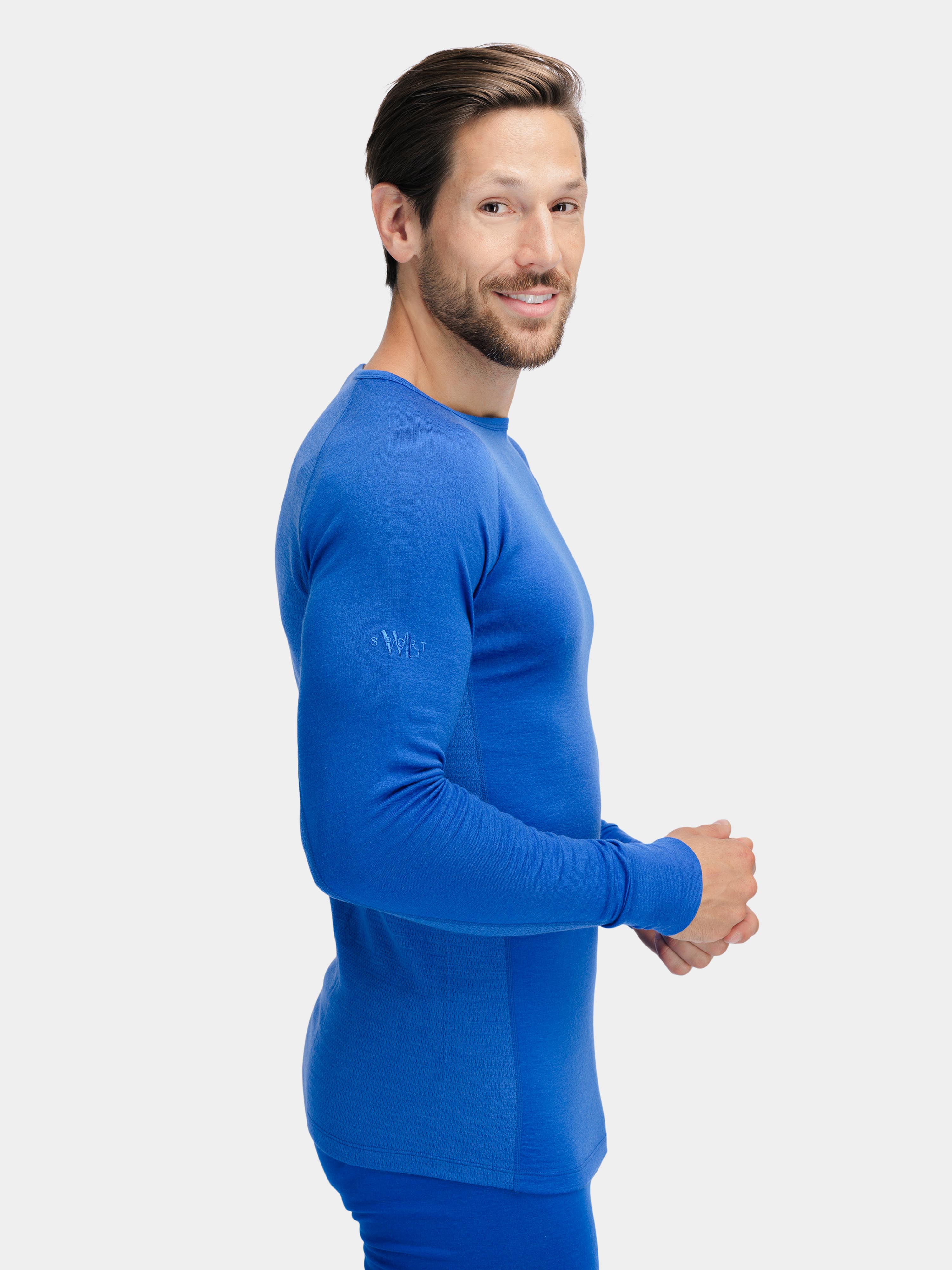 Rena Merino Base Layer Crew Top  Dazzeling Blue