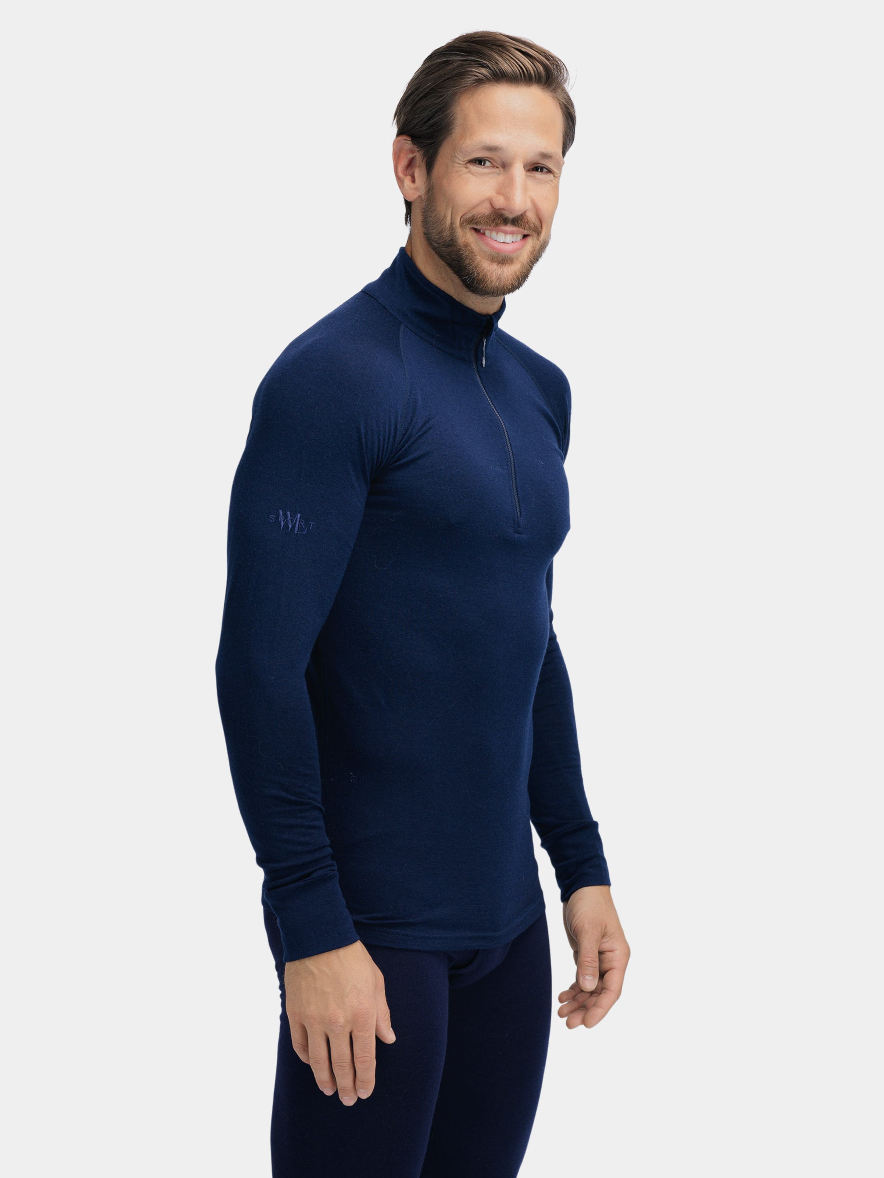 Rena Merino Half-zip Base Layer Top Blue Ink