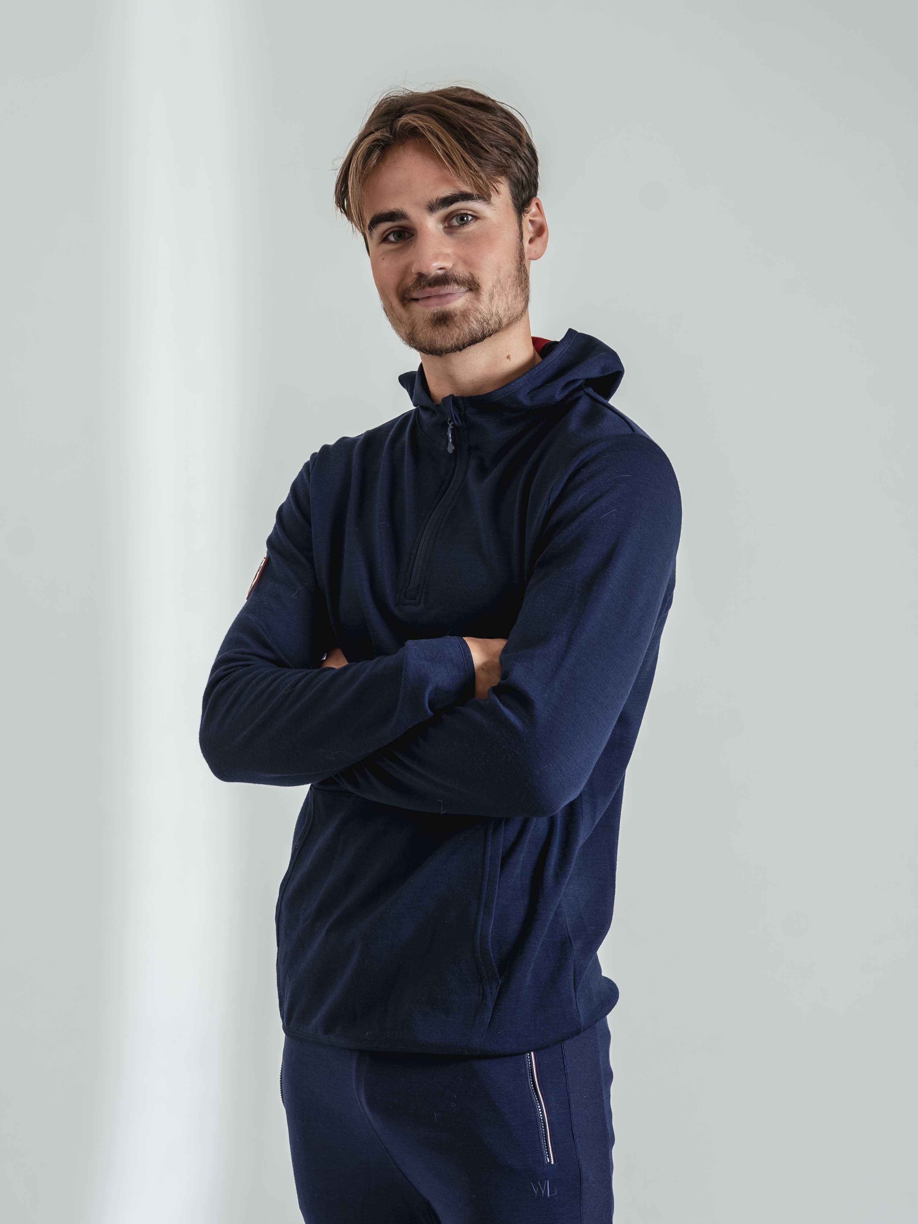 Haukelifjell Wool Top With Hood Blue Ink