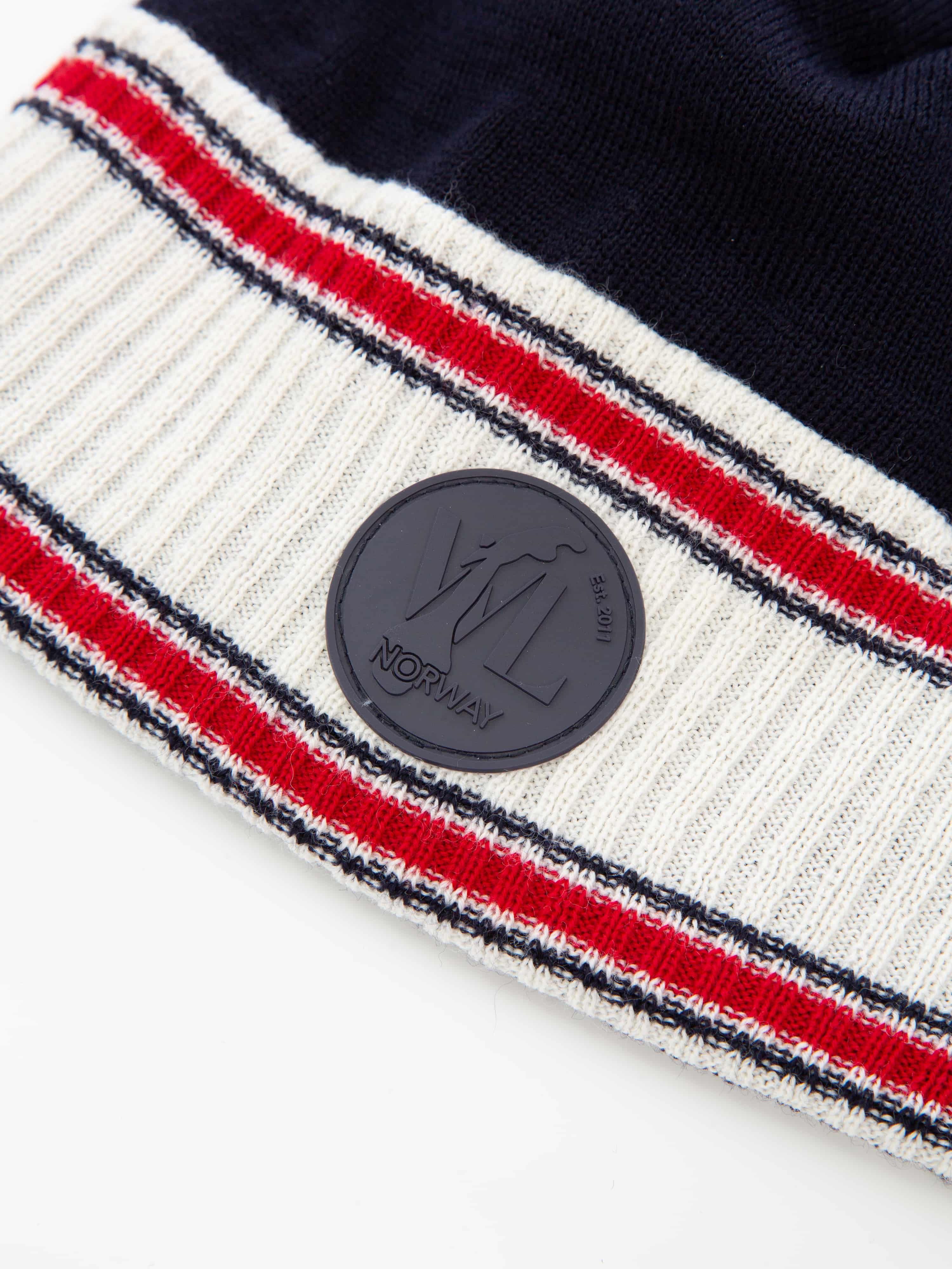 Hemsedal Knitted Wool Hat Blue-White-Red