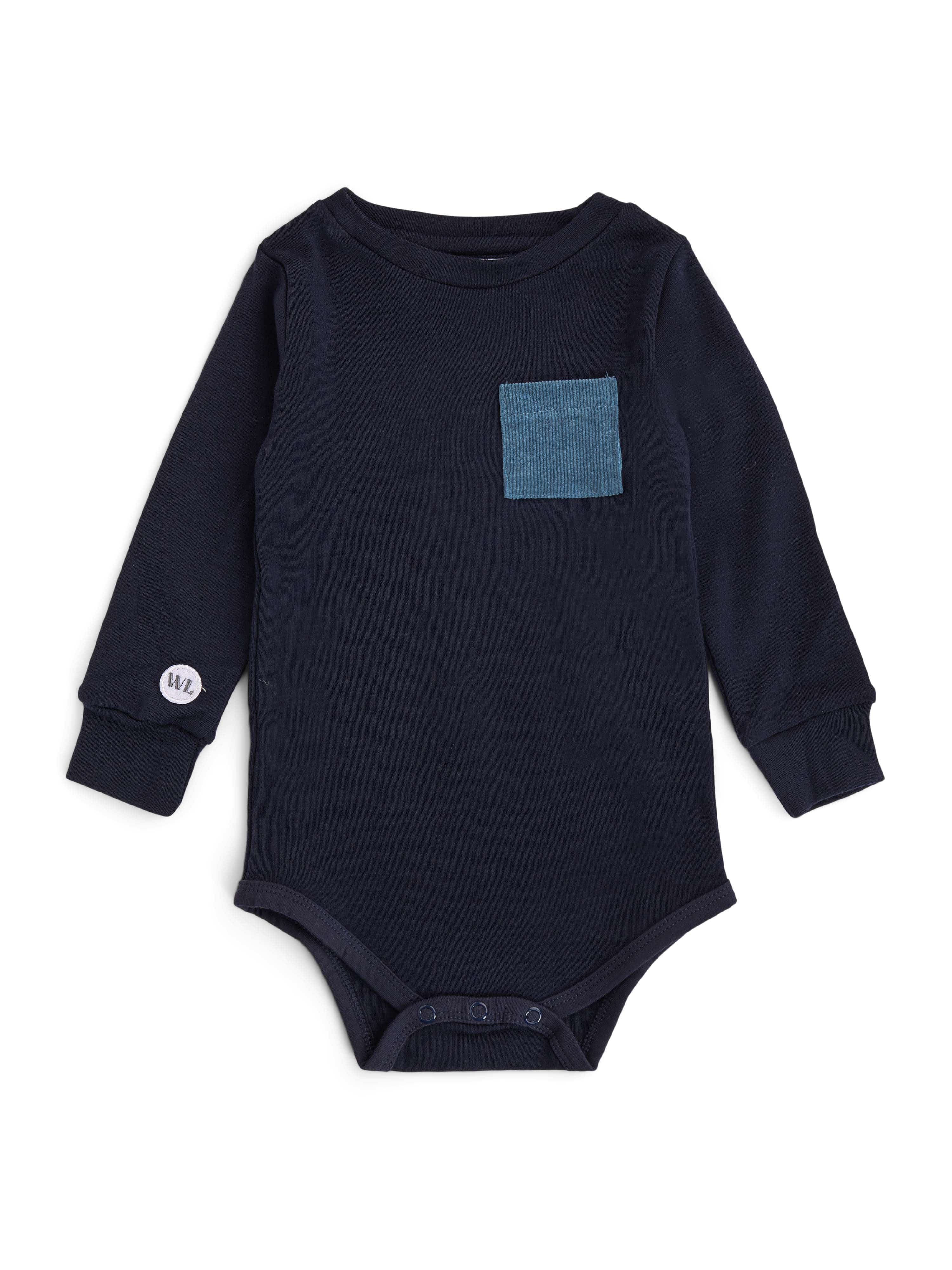 Bergen Merino Bodysuit With Moose Blue Ink