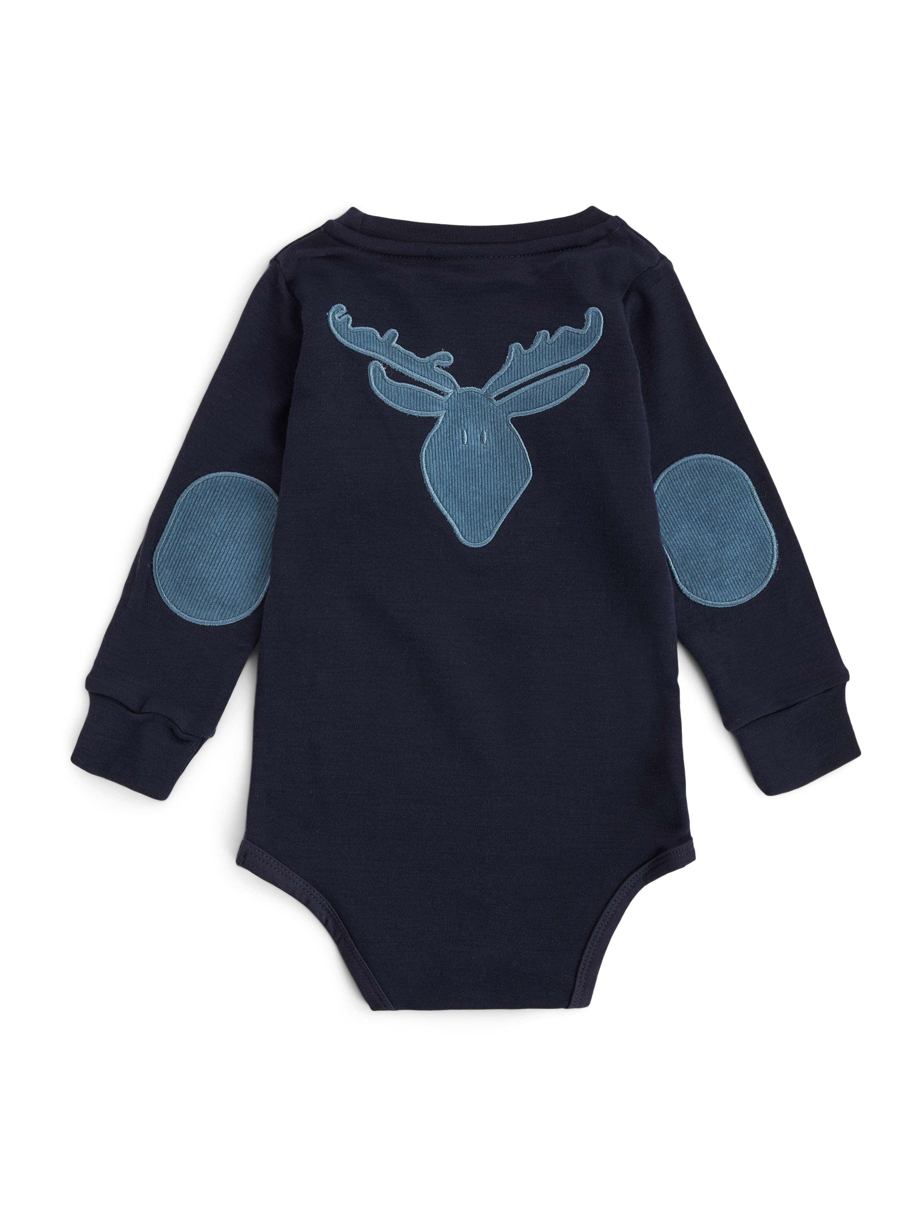 Bergen Merino Bodysuit With Moose Blue Ink