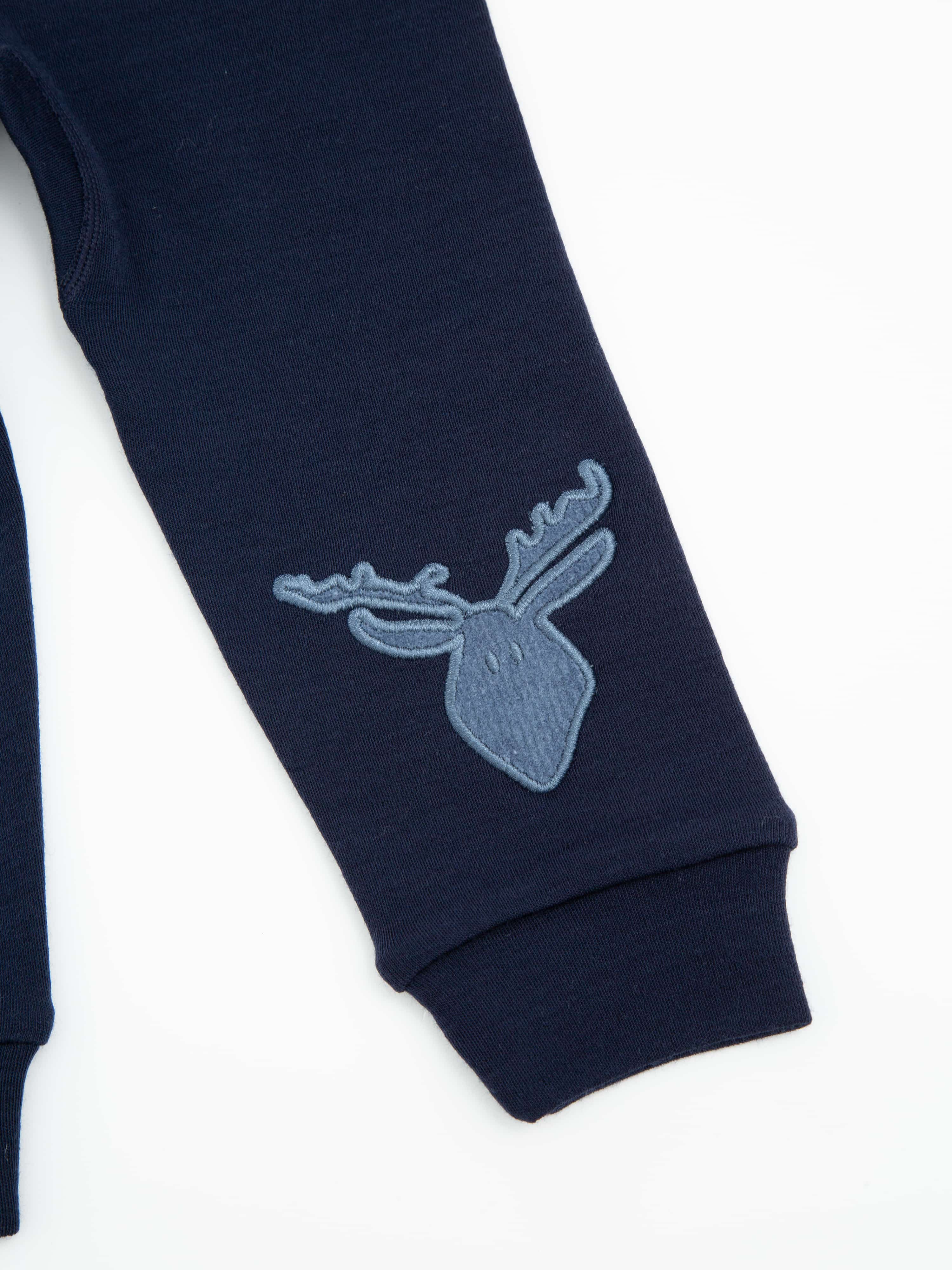 Bergen Merino Trousers With Moose Blue Ink