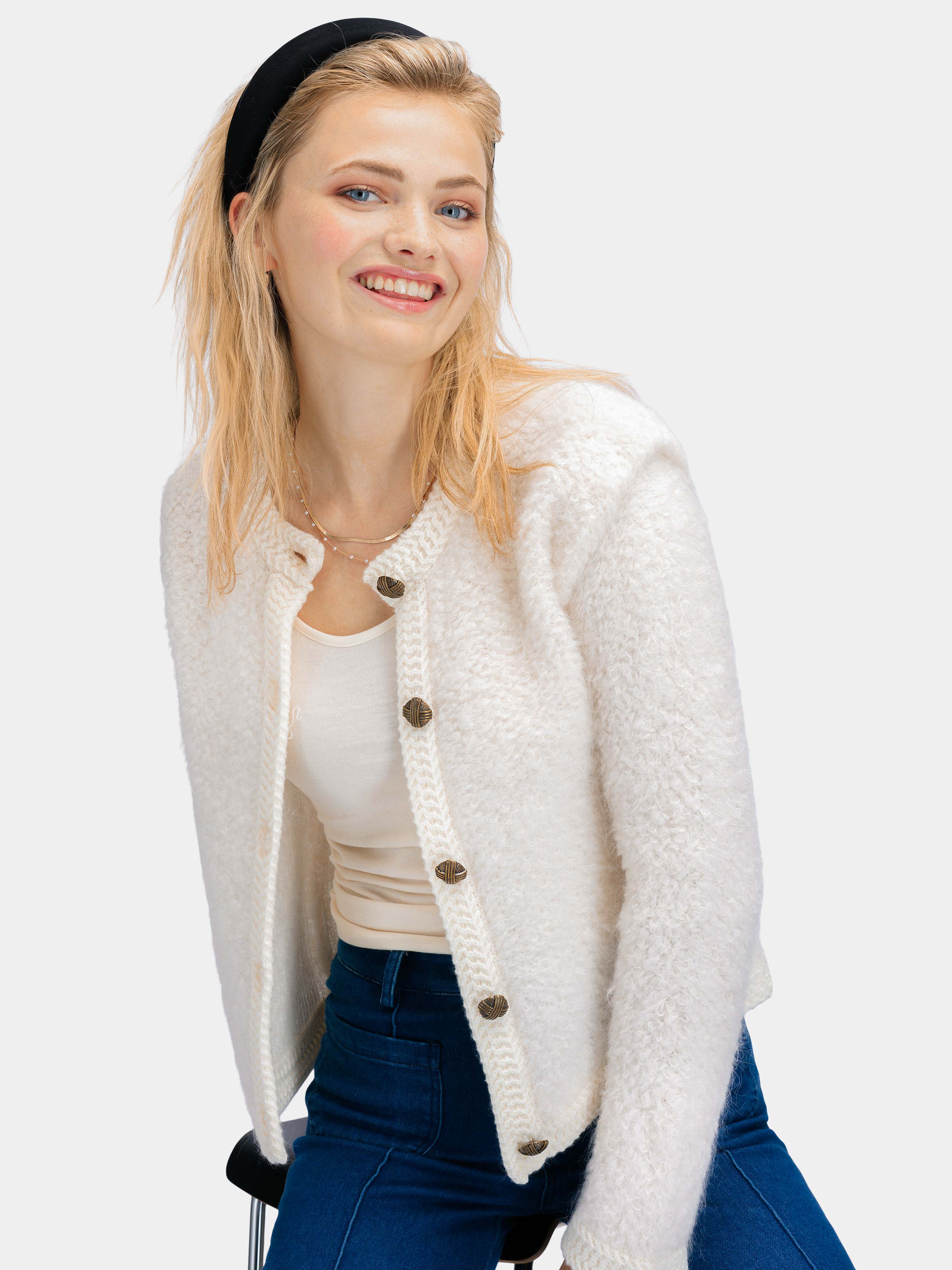 Aurland Chunky Mohair Cardigan Ivory