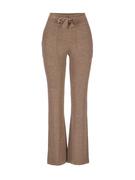 Carina Solid Wool Flare Pants For Women - Beige