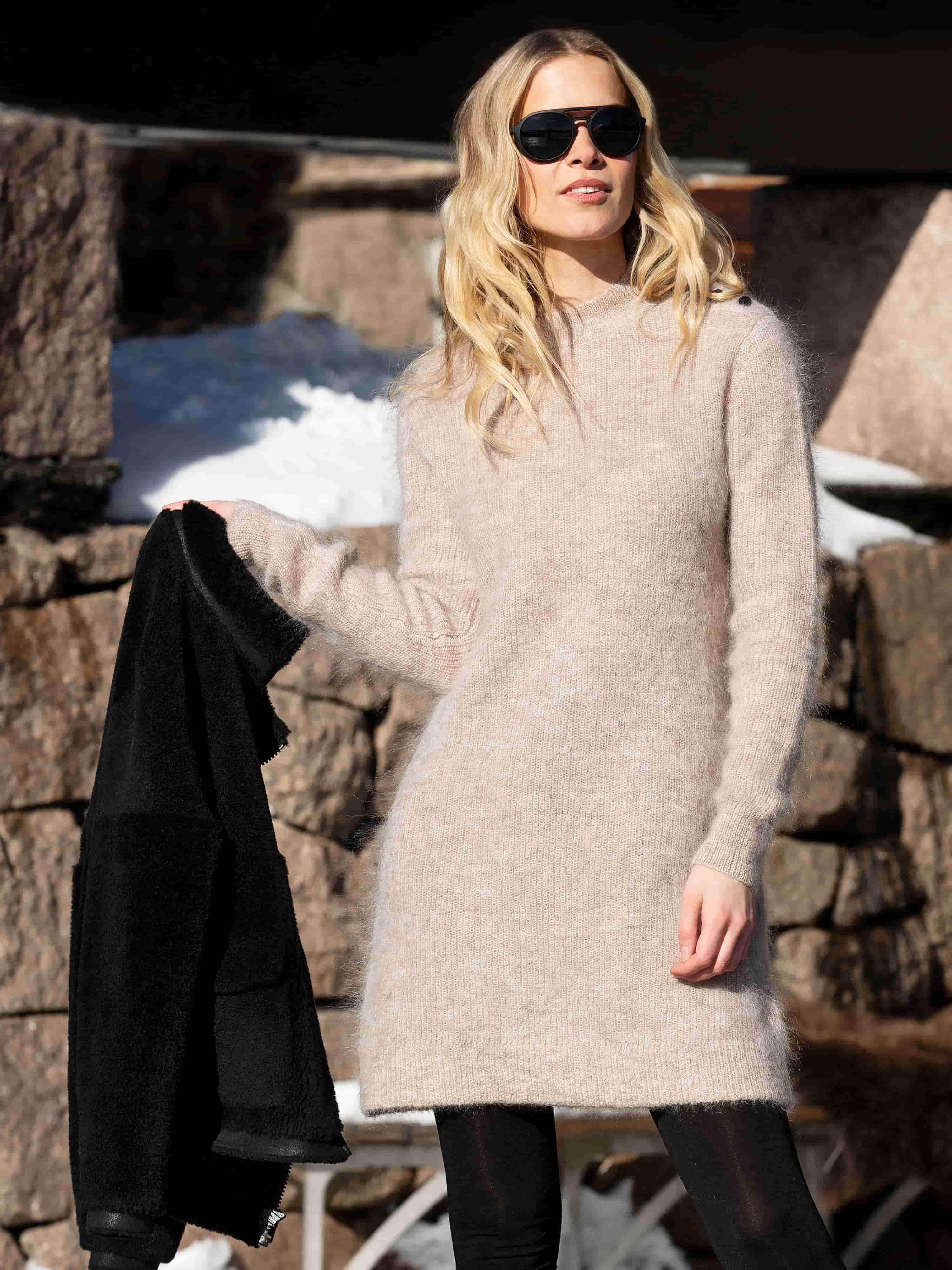 Kalvehøgde Knitted Dress Mushroom