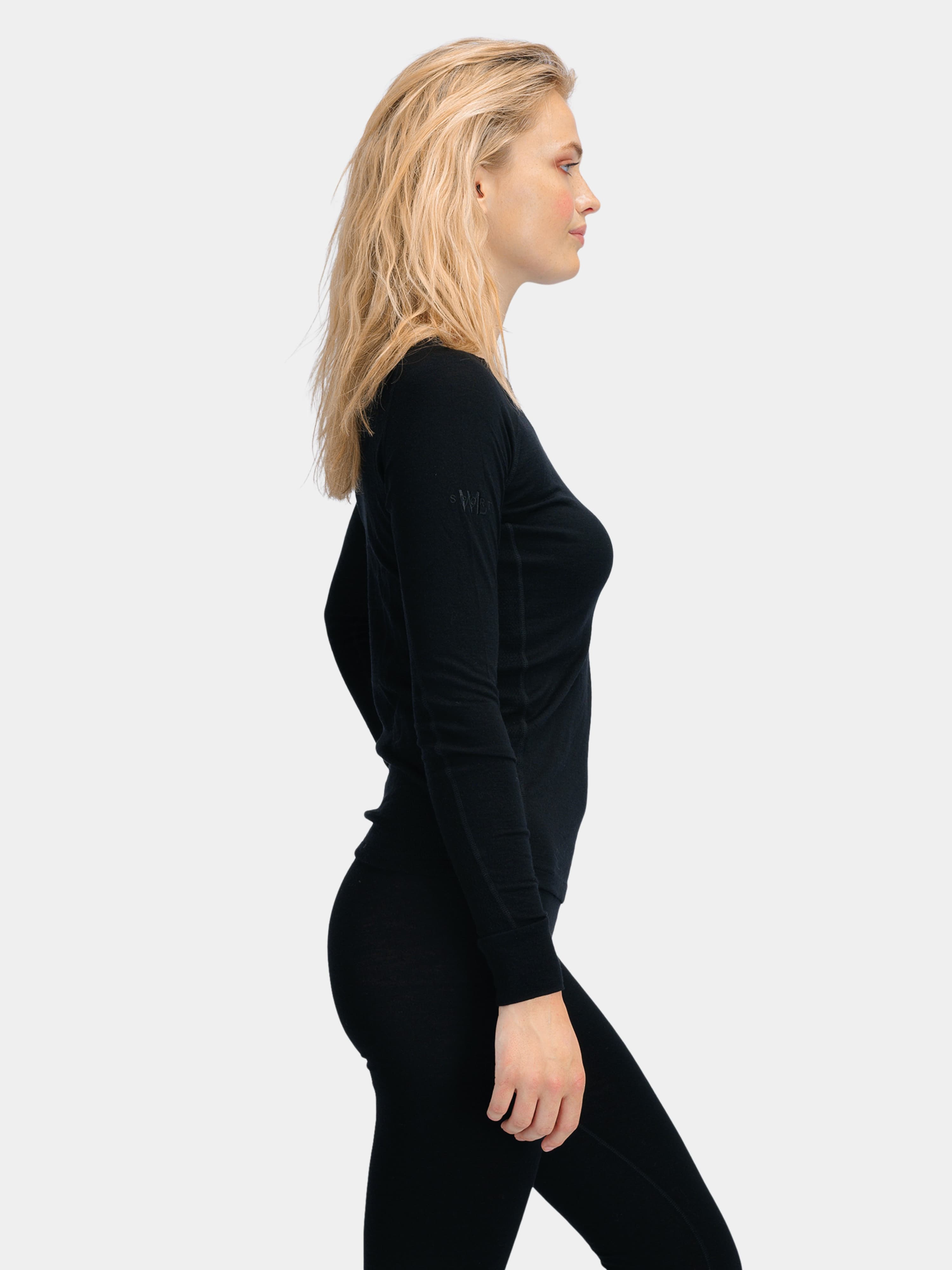 Rena Merino Base Layer Crew Top Black