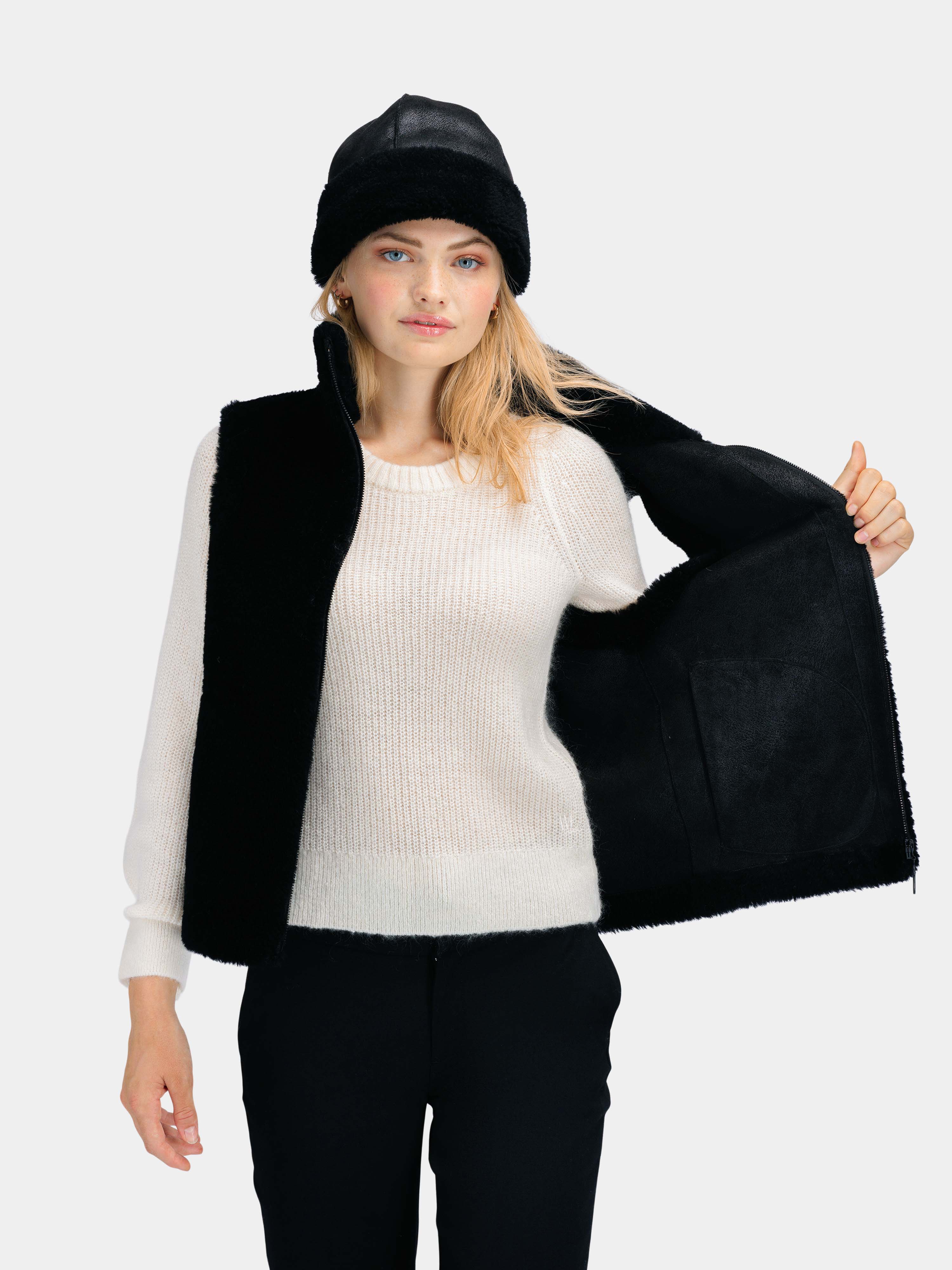 Solveggen Vest Pile Black - WoolLand