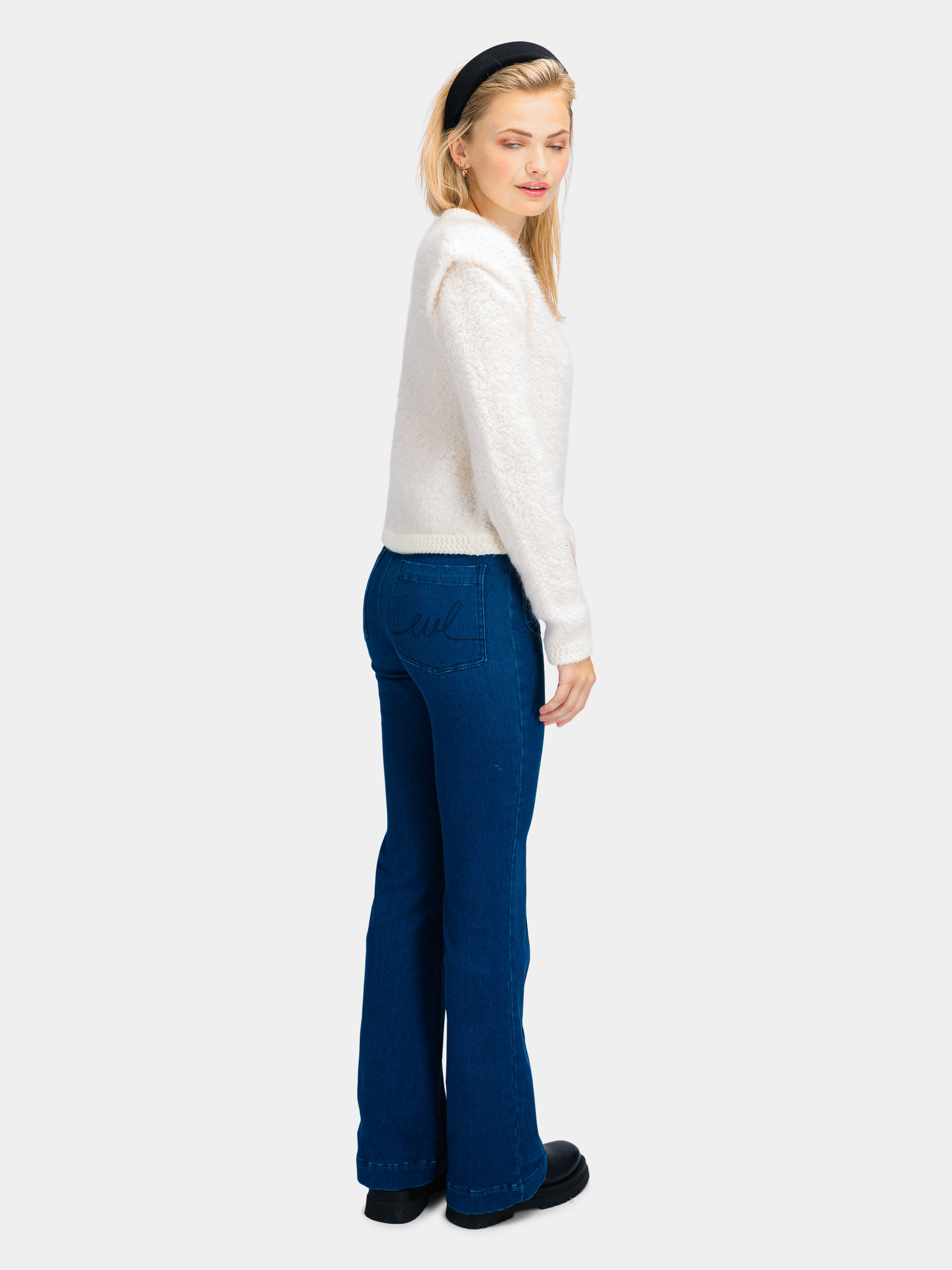 Tromsø Wool Flare Jeans Blue
