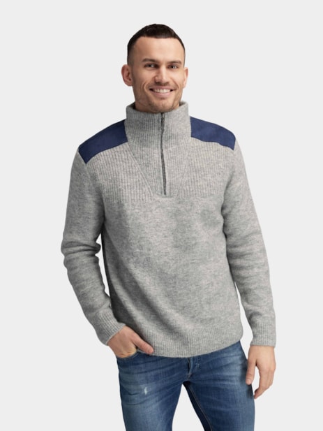 Men Knitted High Neck Quarter Zip Sweater Pullover Warm Thick