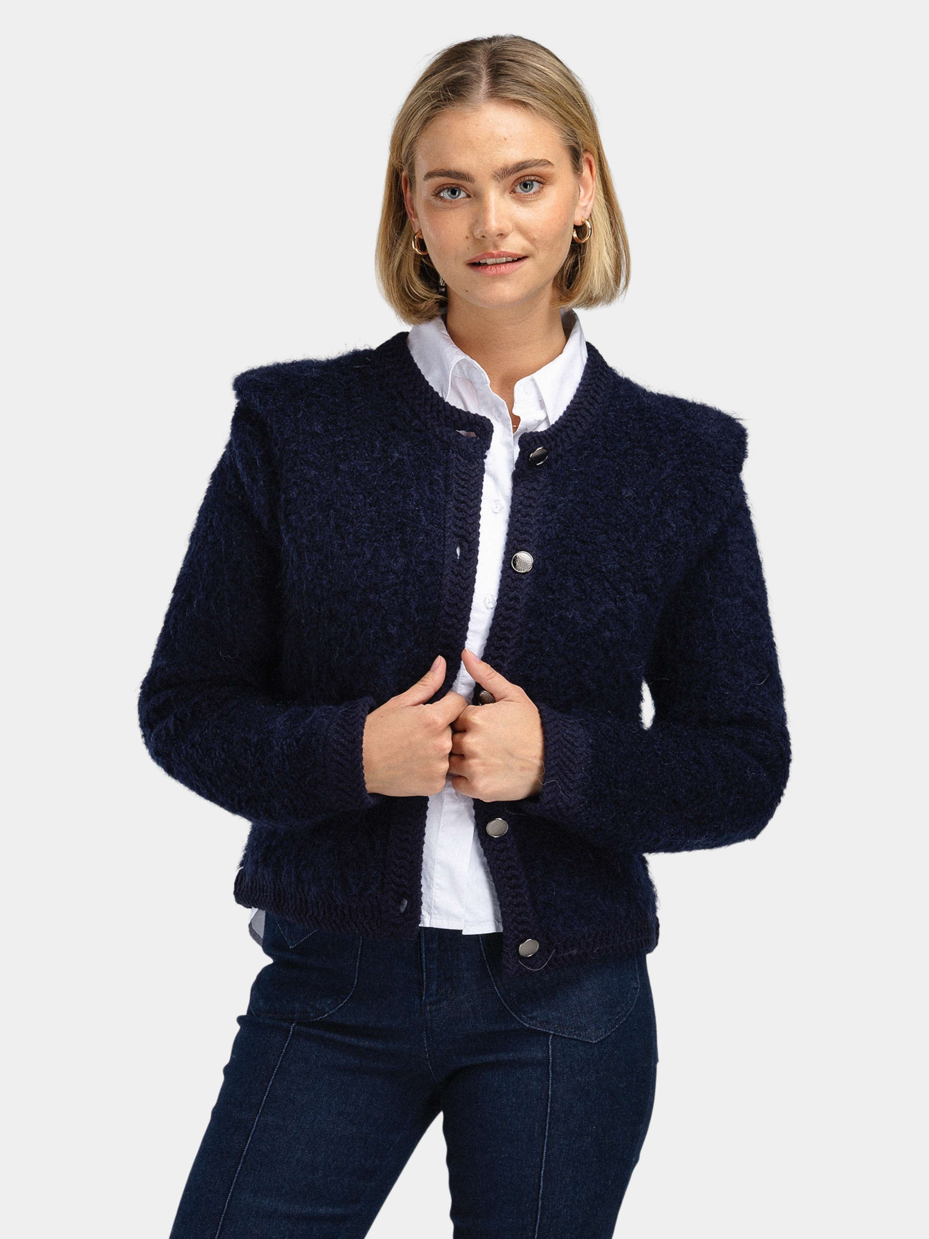 Aurland Chunky Mohair Cardigan Dark Blue