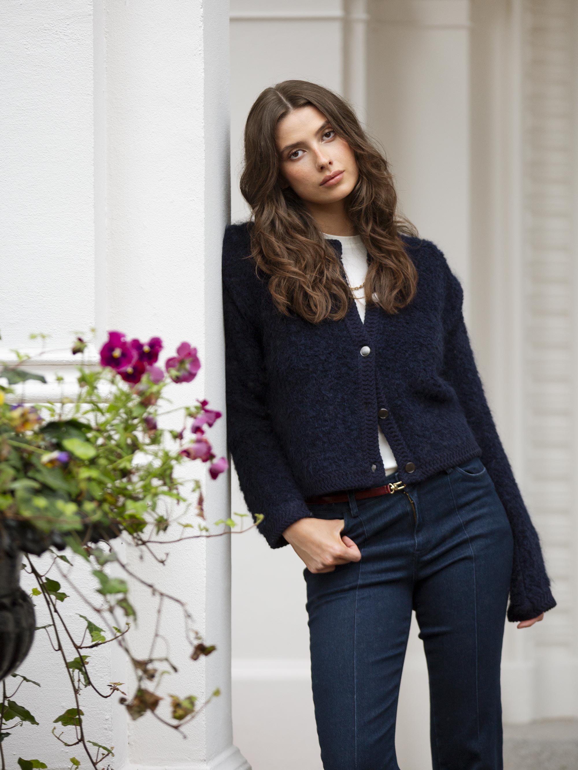 Aurland Chunky Mohair Cardigan Dark Blue