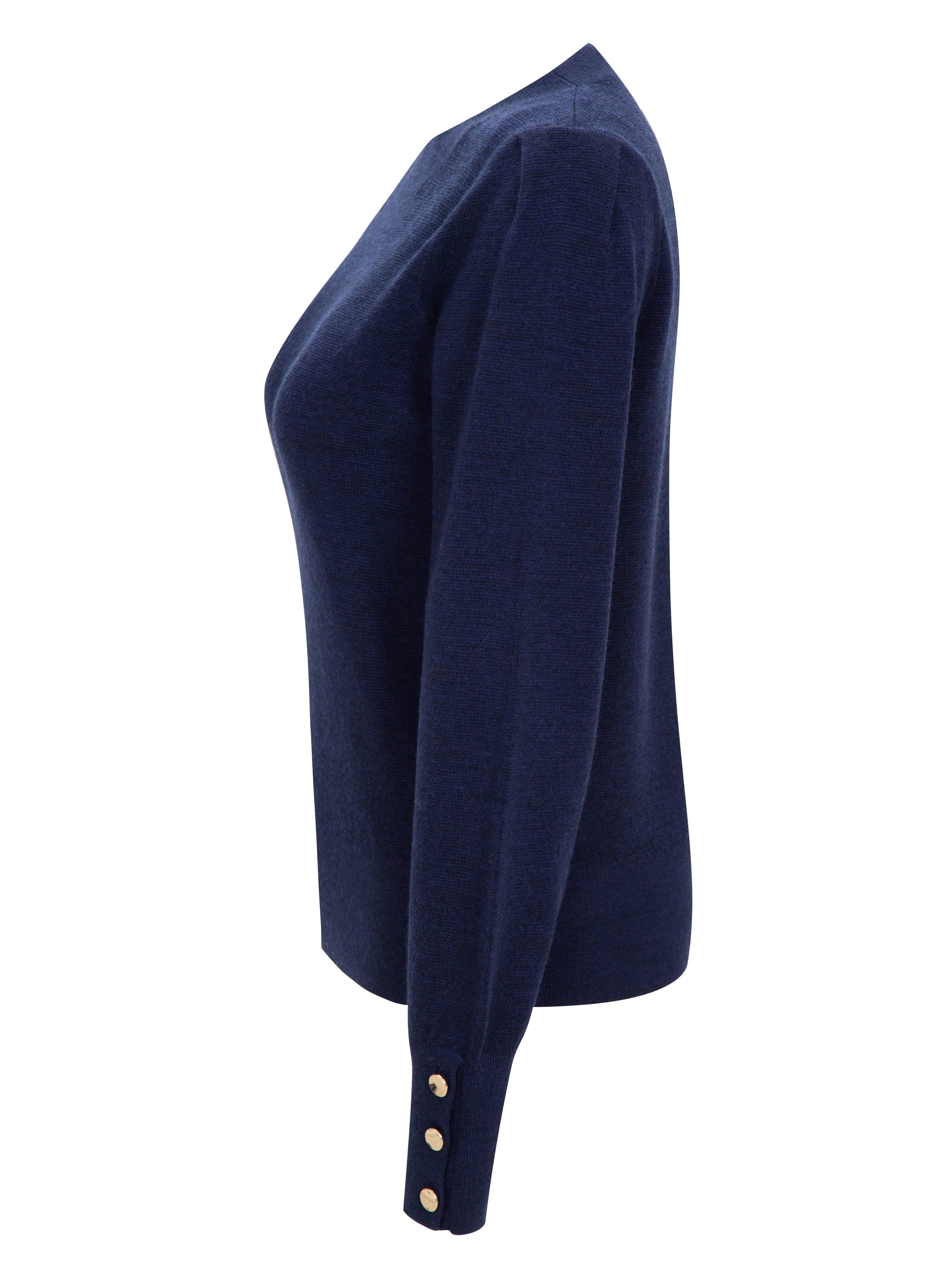 Fongen Knitted Wool Top Dark Blue