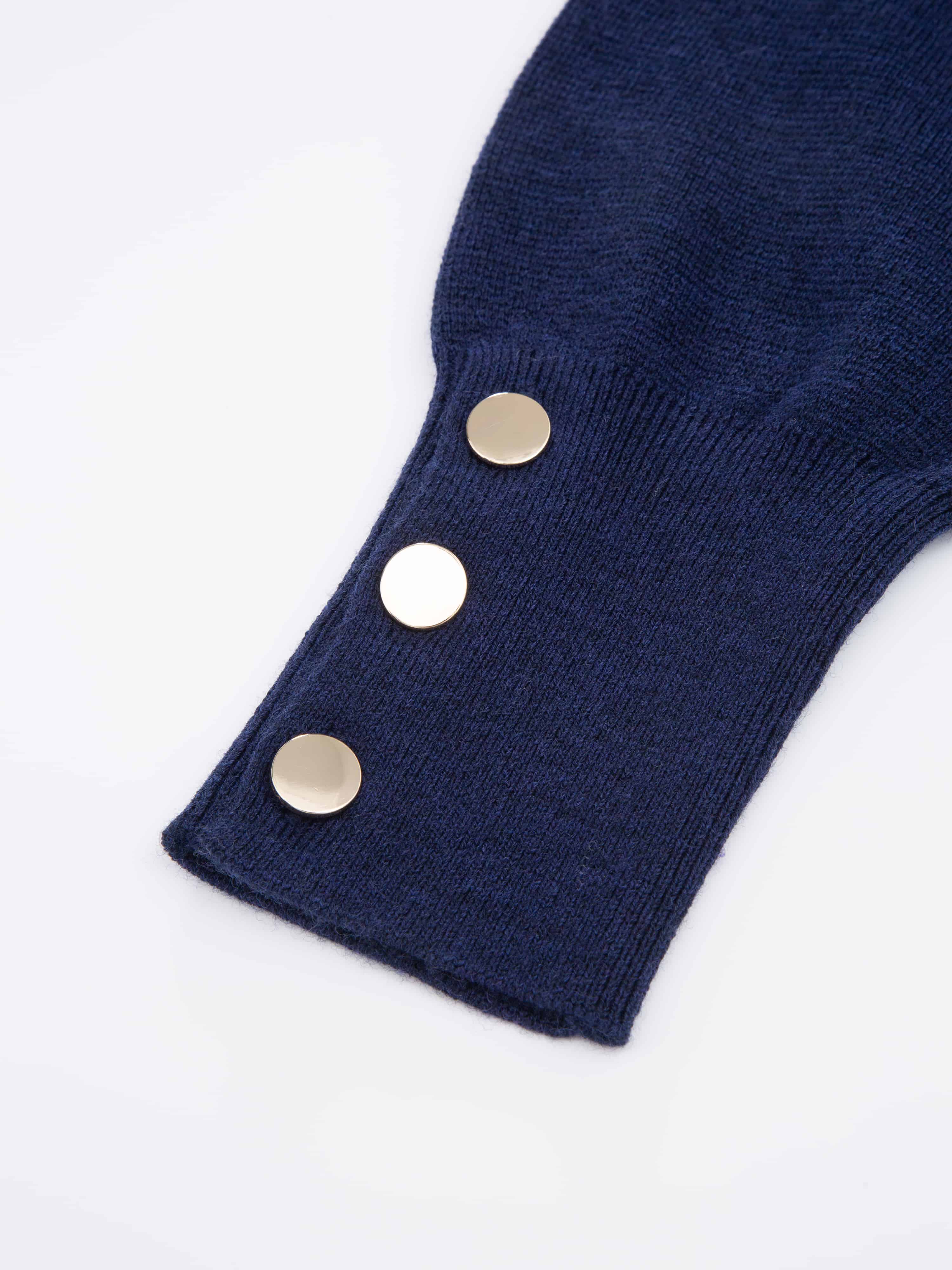 Fongen Knitted Wool Top Dark Blue