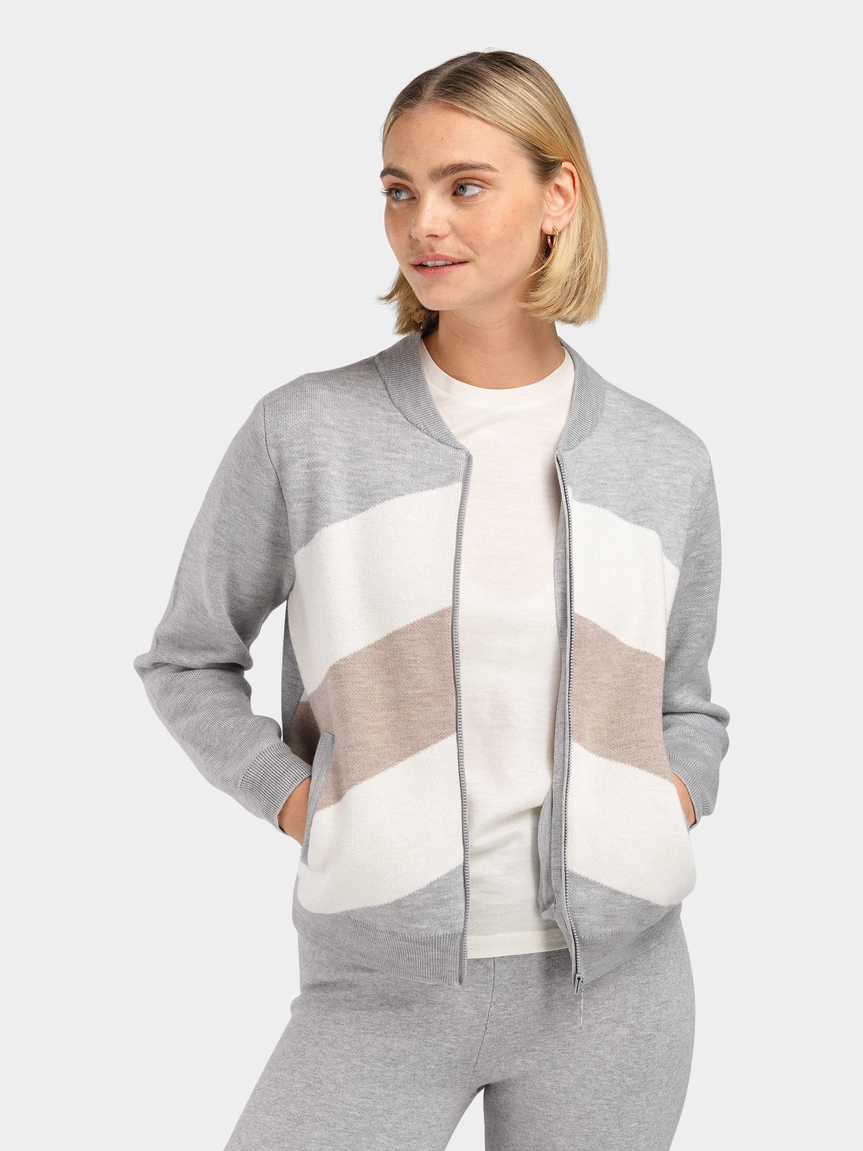 Hemsedal Knitted Bomber Jacket Grey Melange