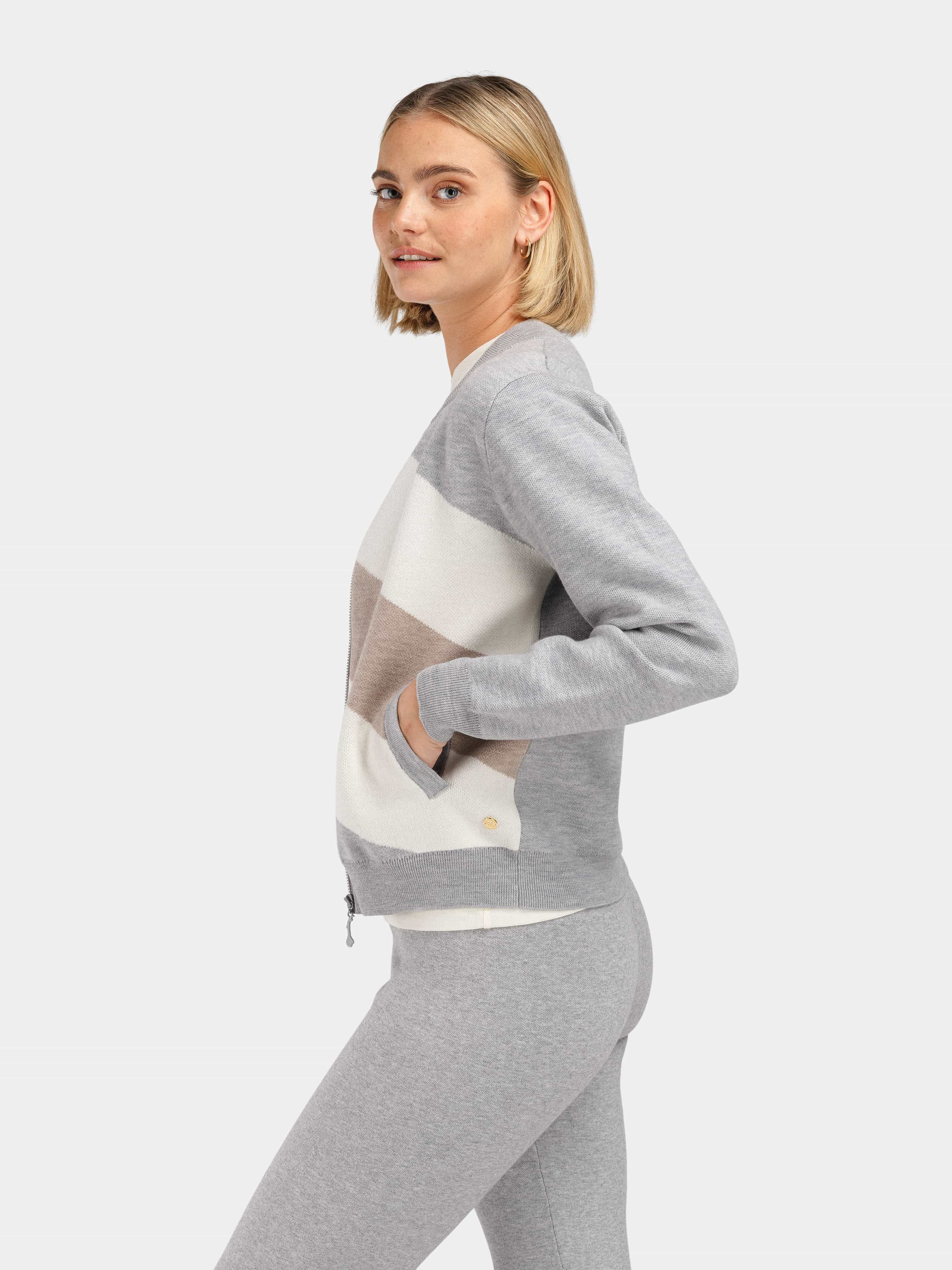 Hemsedal Knitted Bomber Jacket Grey Melange