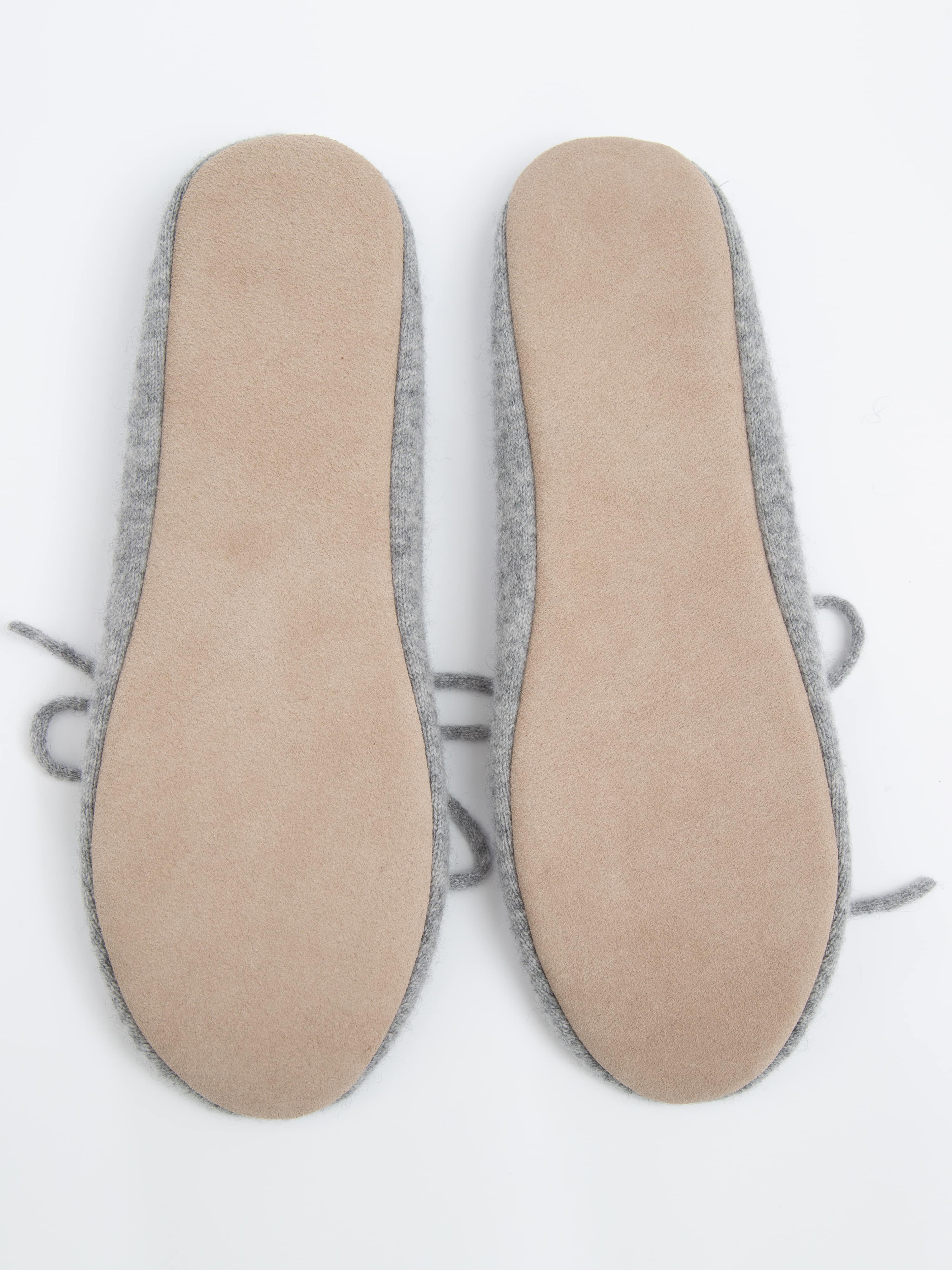 Stortoppen Cashmere Ballerina Slippers Grey melange
