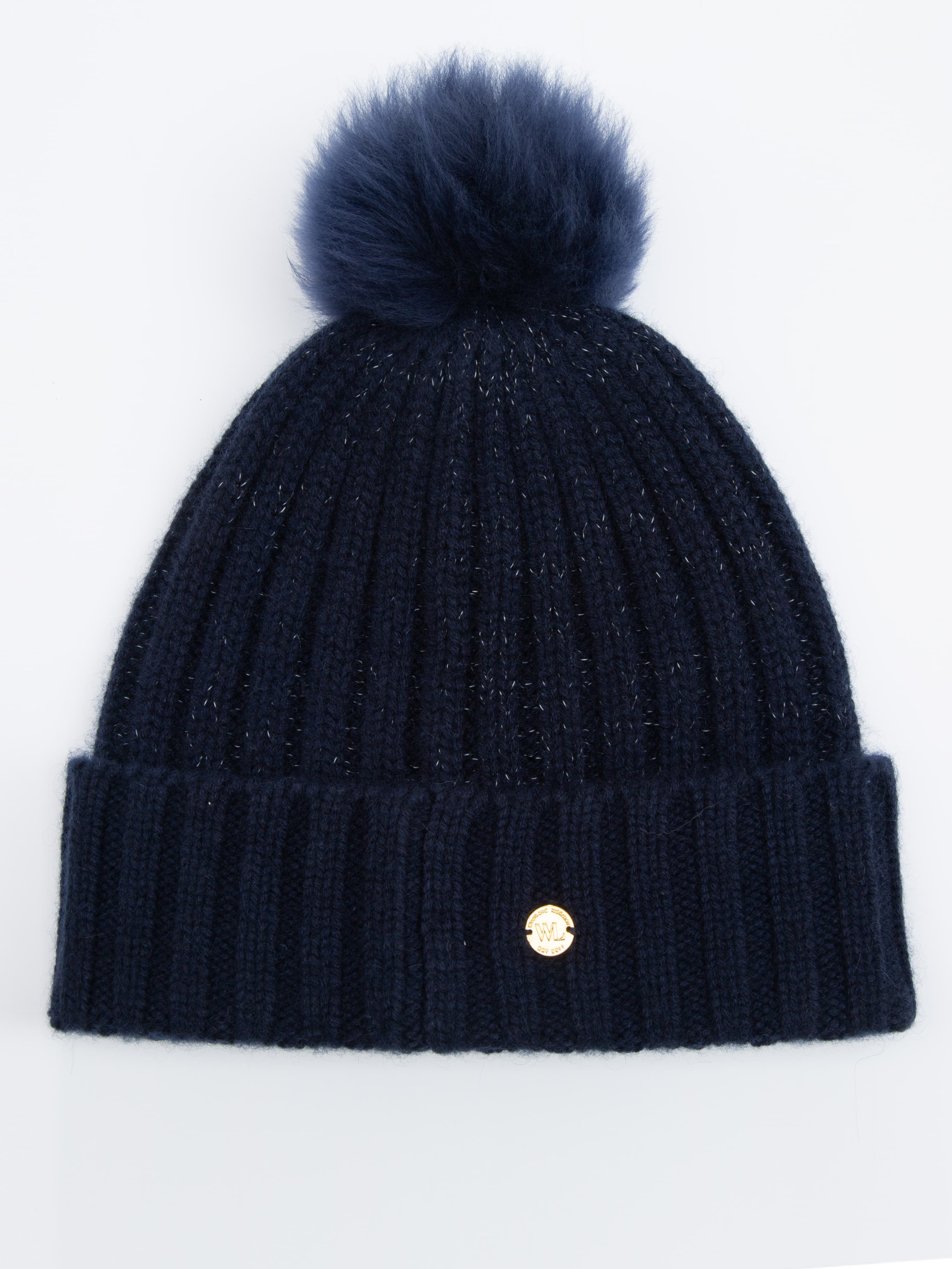Moss Cashmere Hat Blue Ink