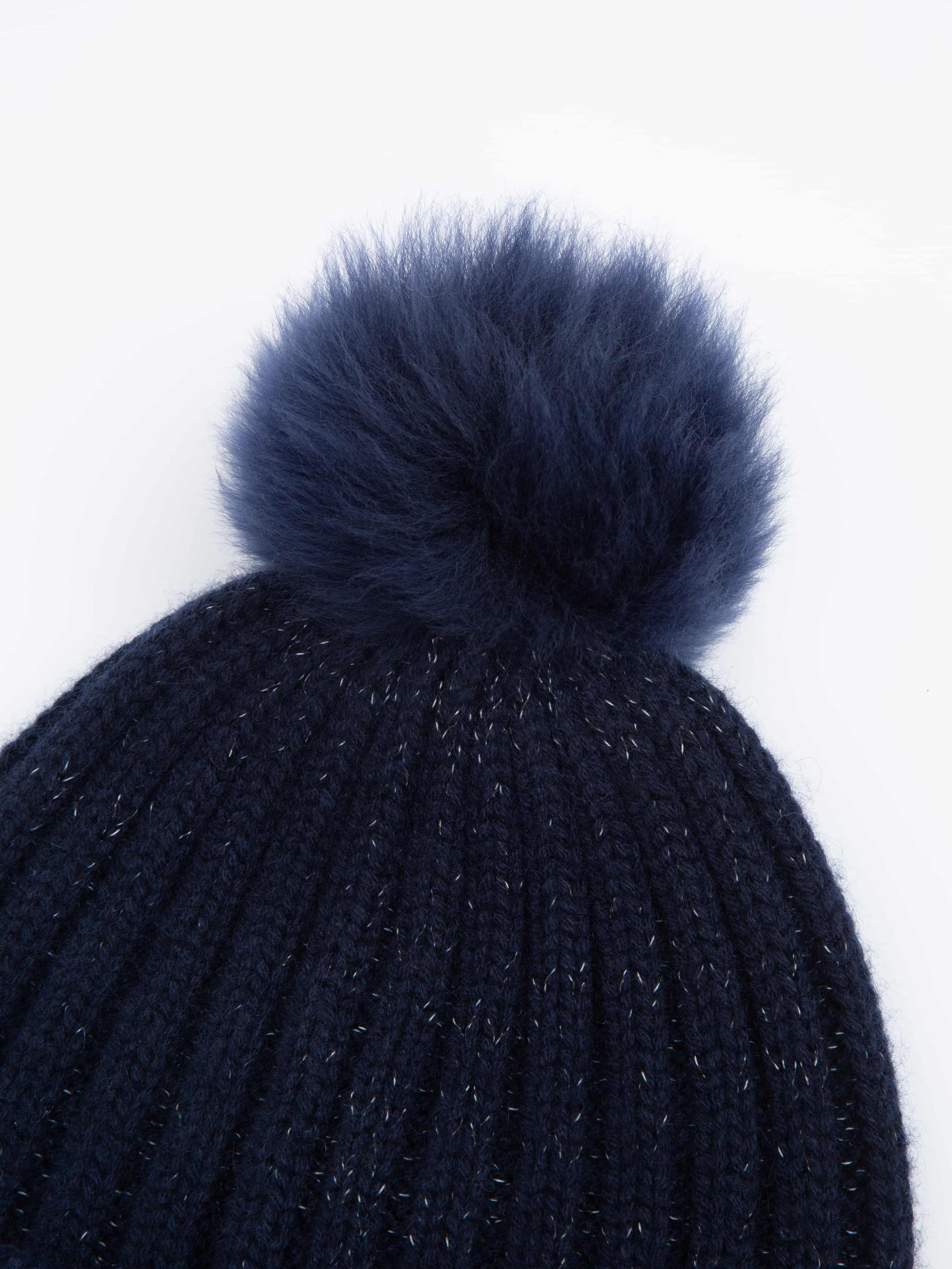 Moss Cashmere Hat Blue Ink