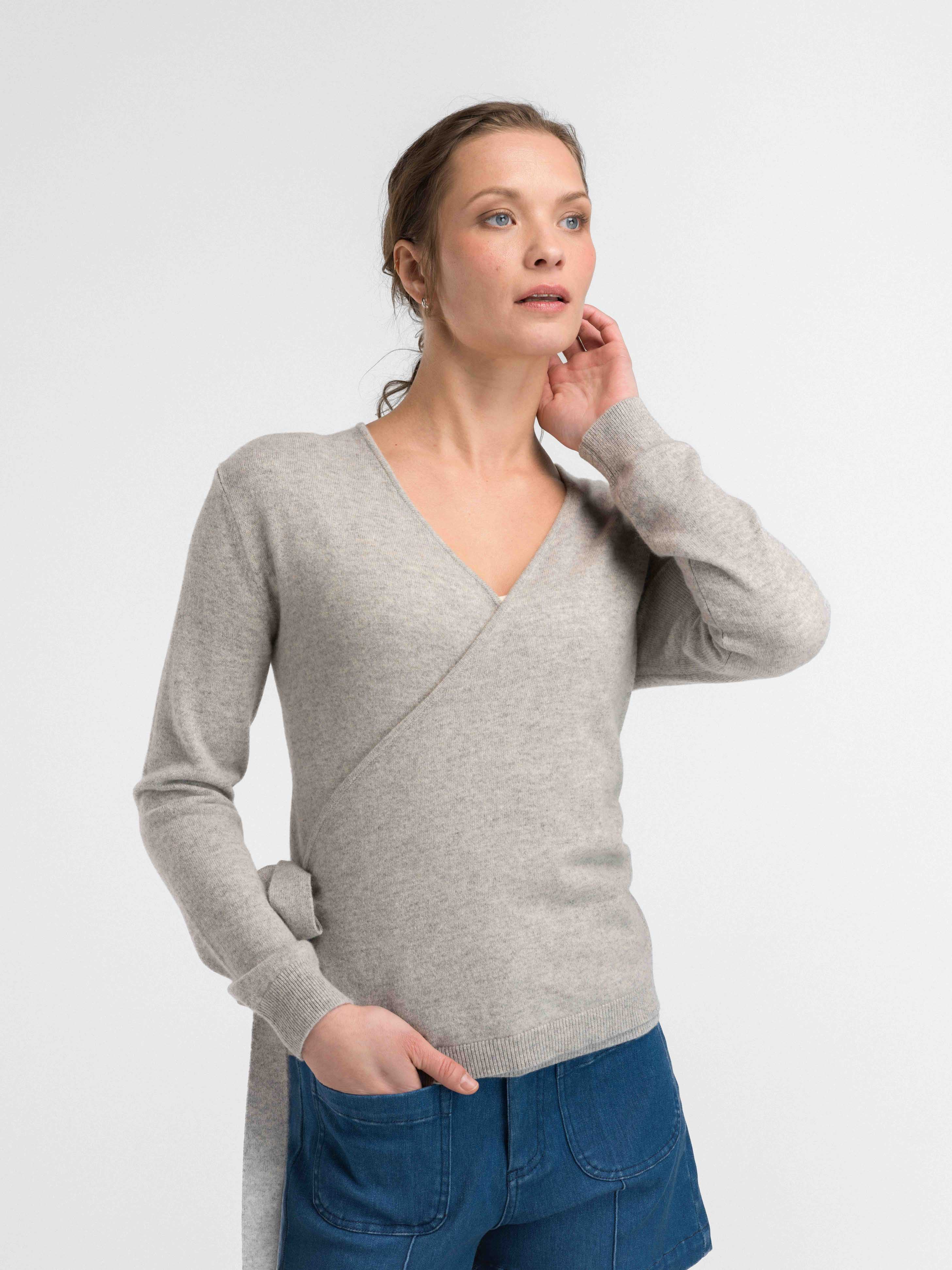 Arendal Cashmere Wrap-Cardigan Grey Melange