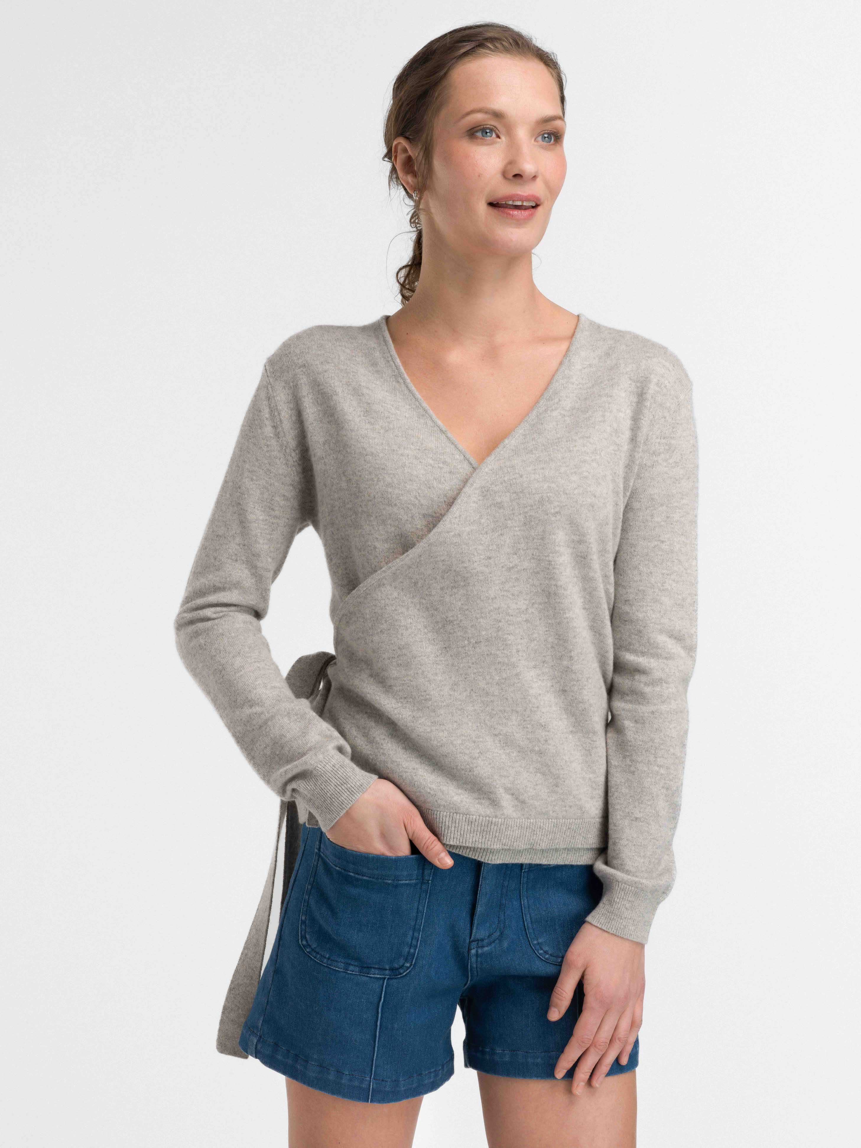 Arendal Cashmere Wrap-Cardigan Grey Melange