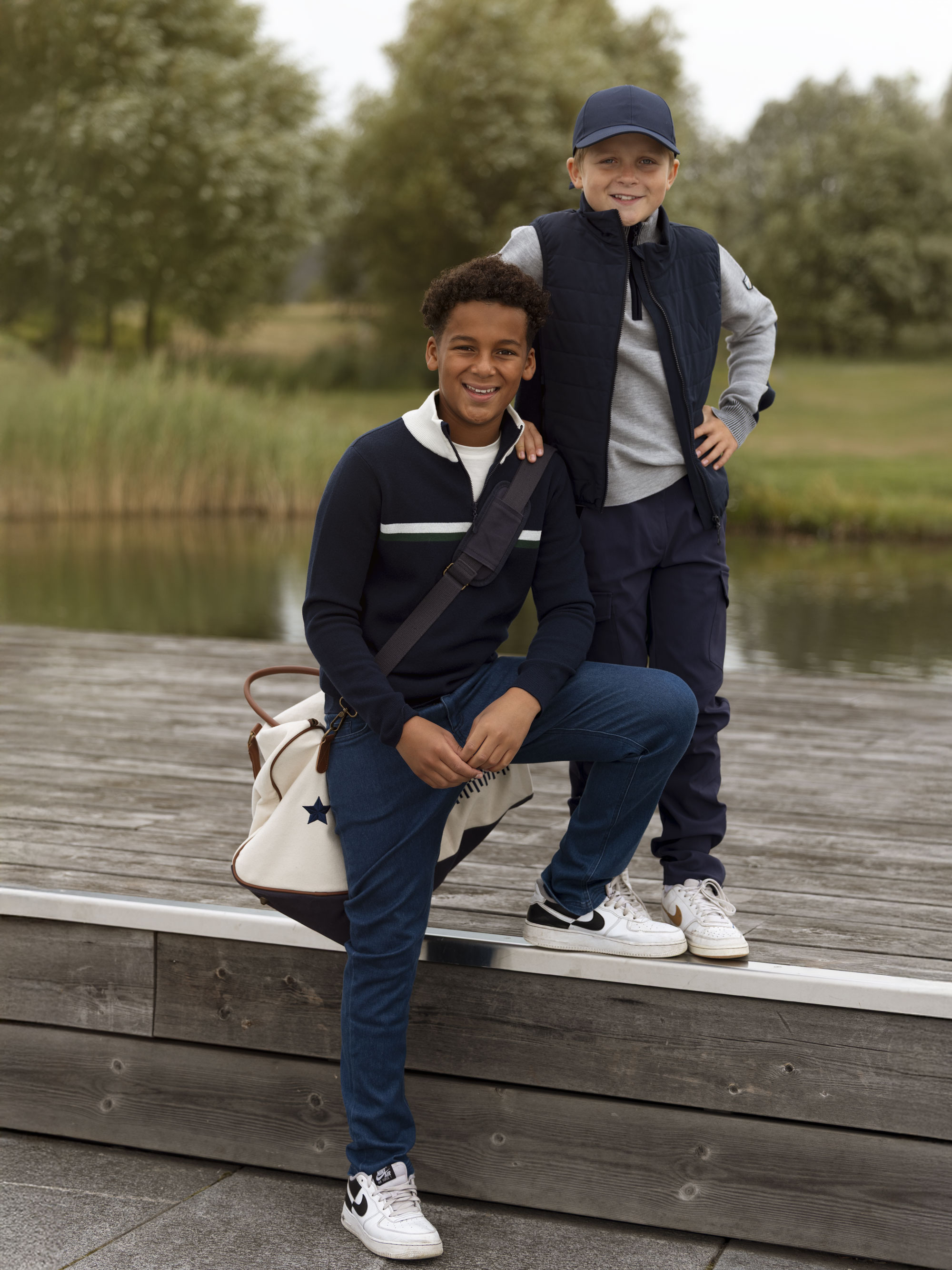 Hemsedal knitted half zip Kids Green