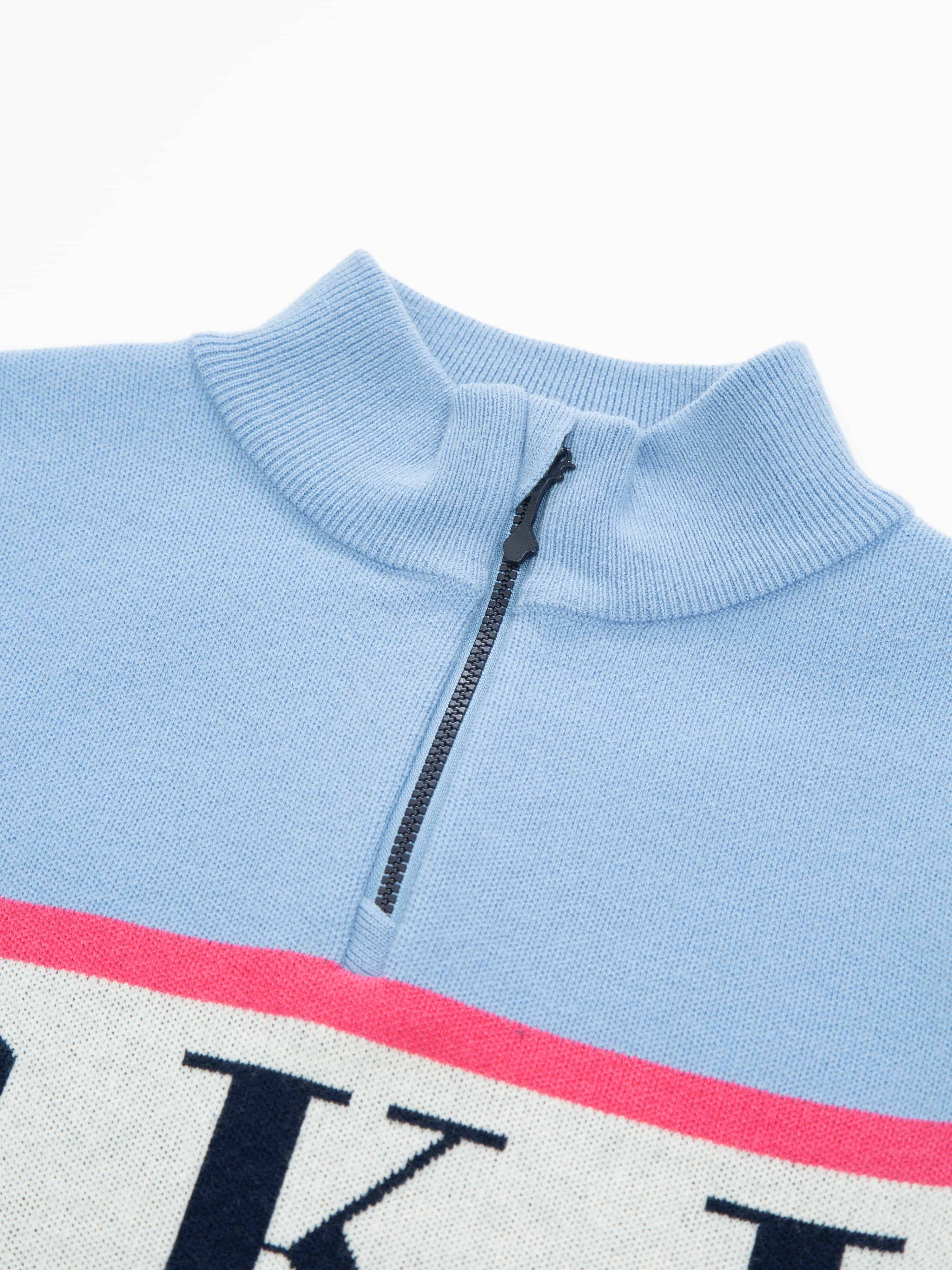 Hemsedal knitted half zip Girl Light Sky