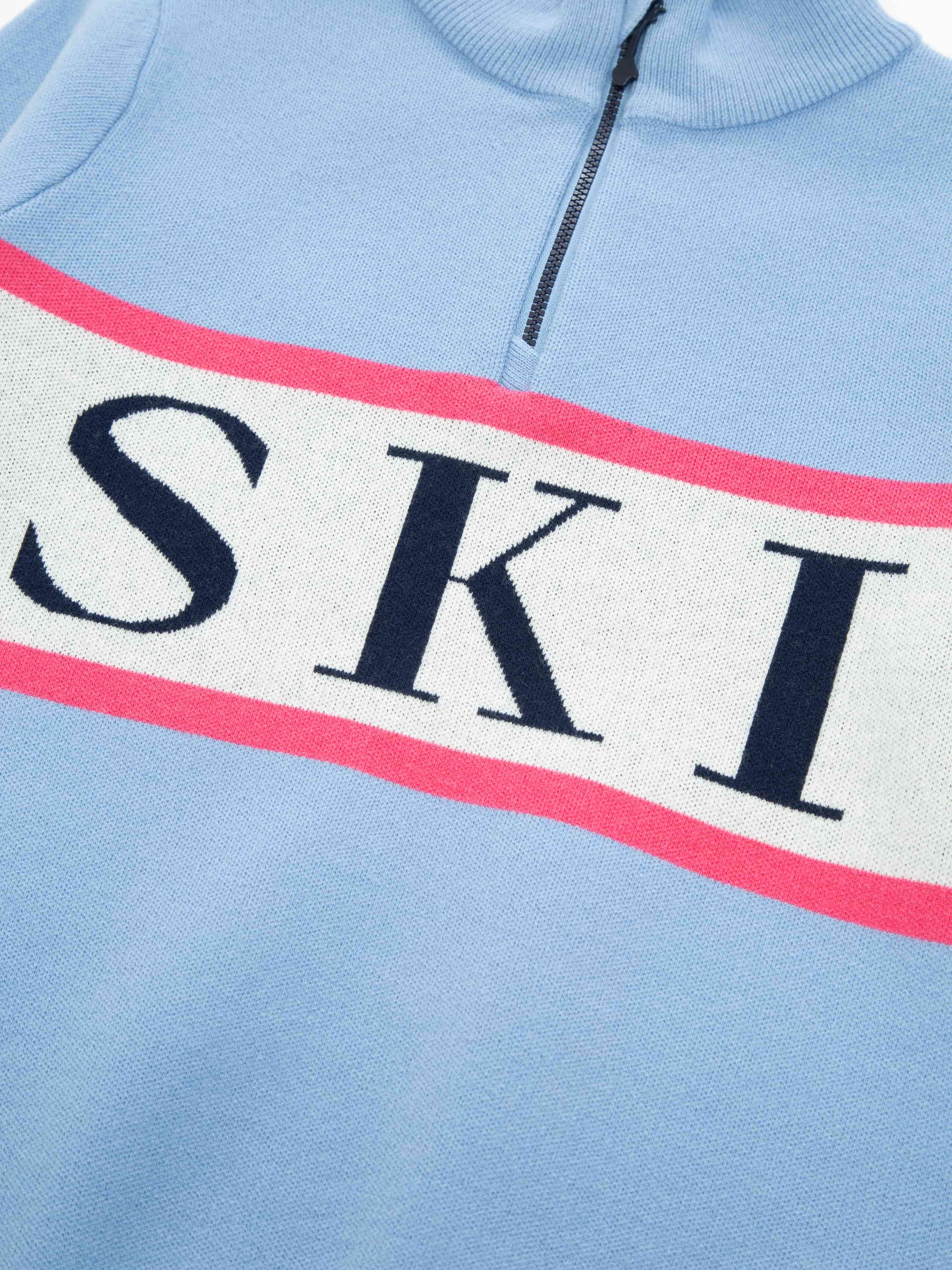 Hemsedal knitted half zip Girl Light Sky