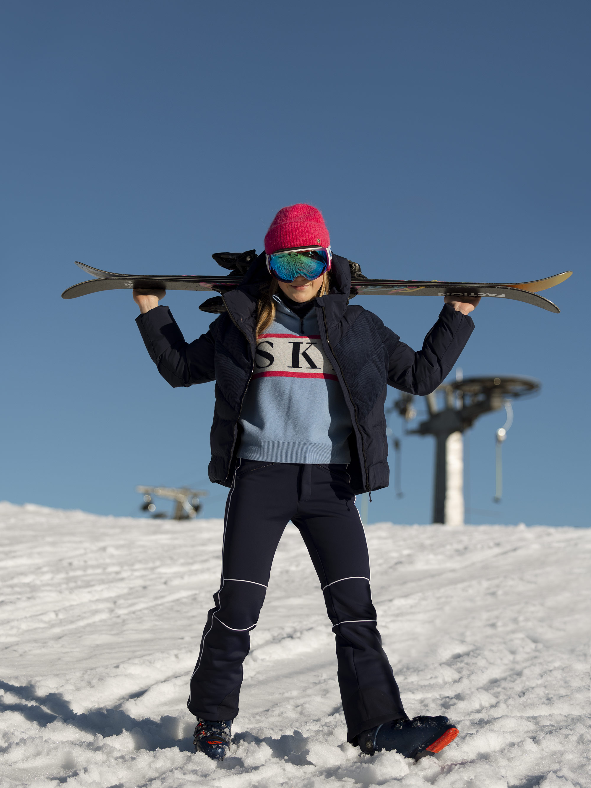 Hemsedal knitted half zip Girl Light Sky