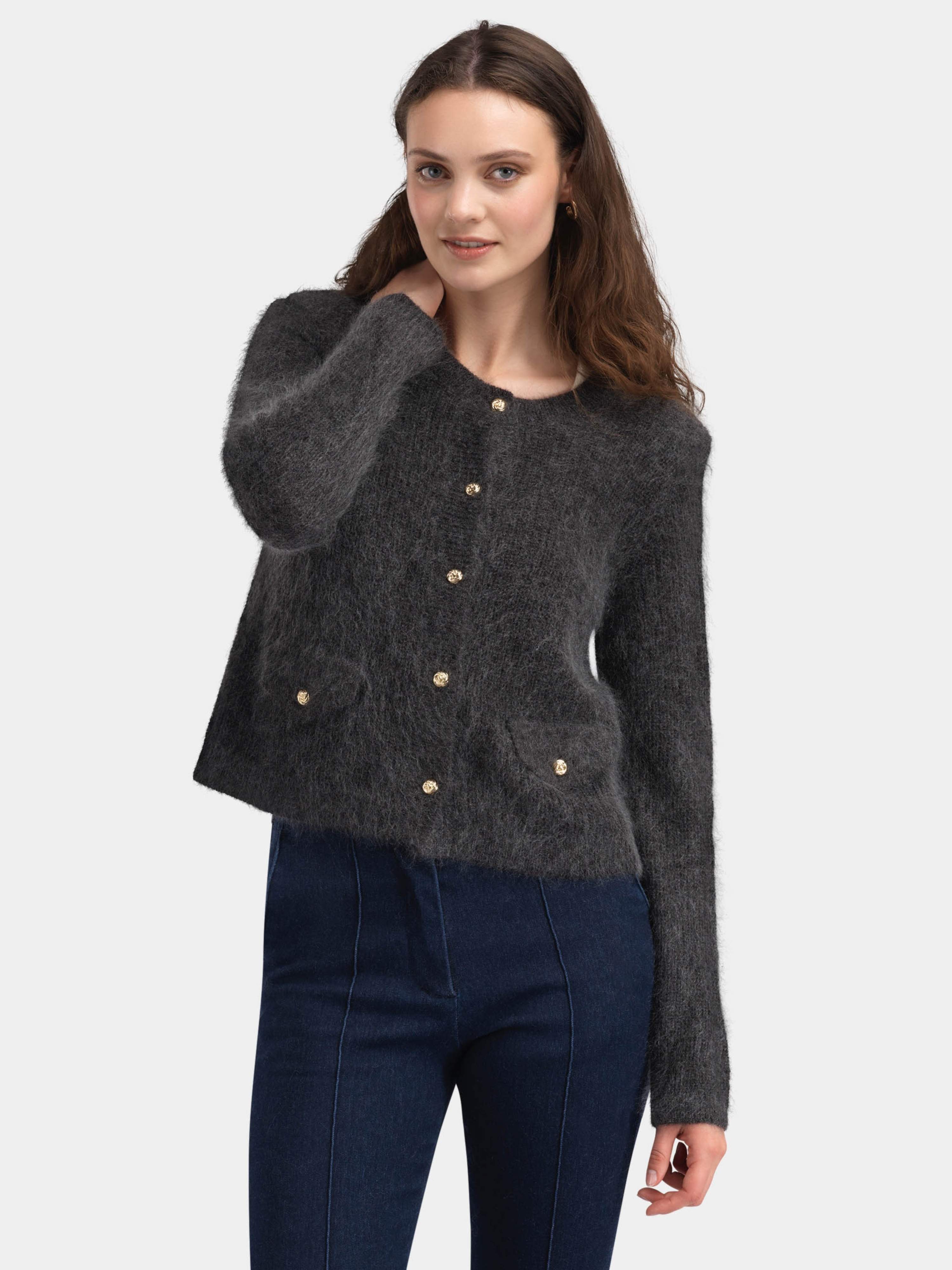 Lista Ull Strikkejakke  Charcoal grey