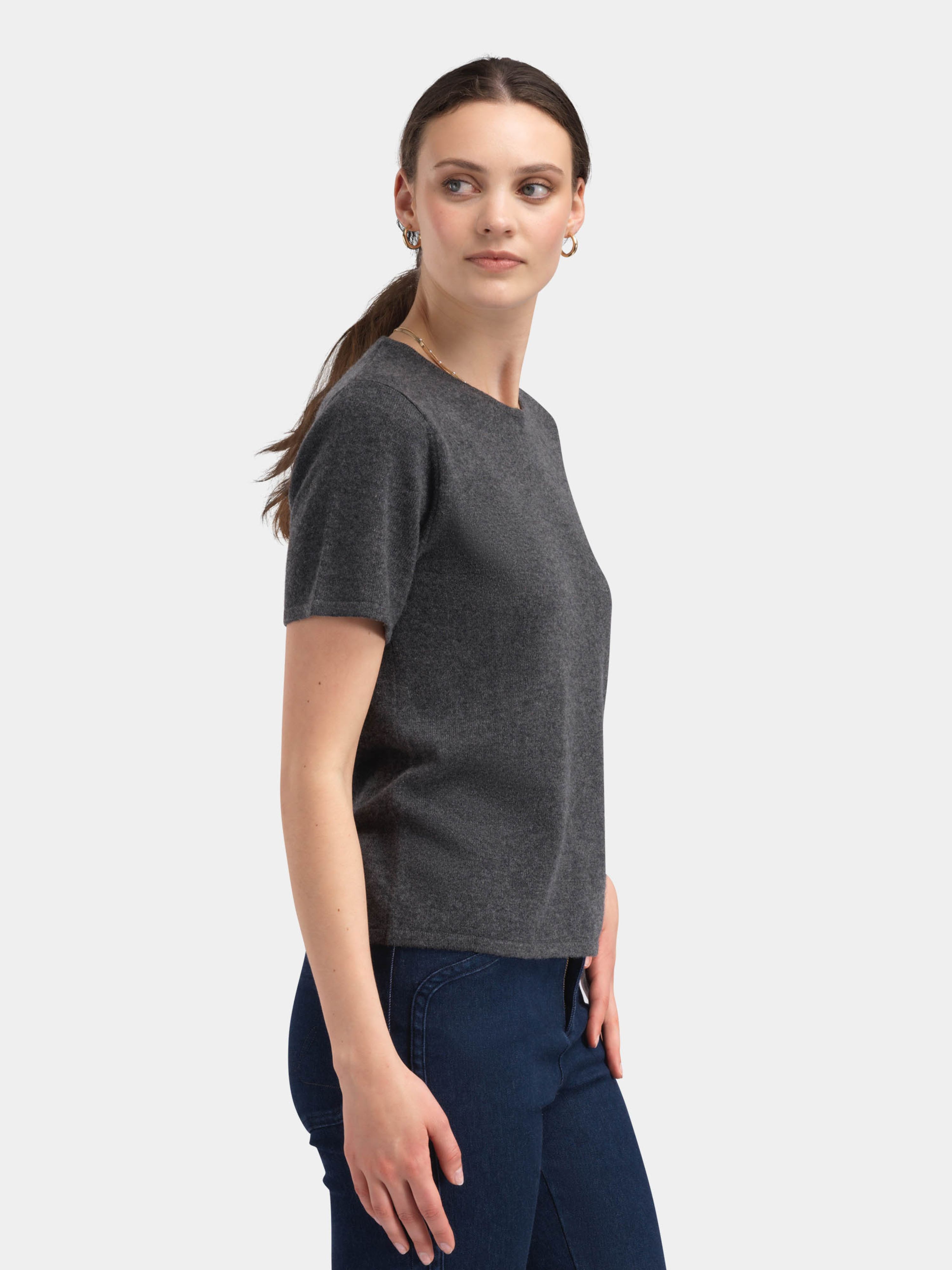 Loftet Cashmere T-Shirt Charcoal Grey