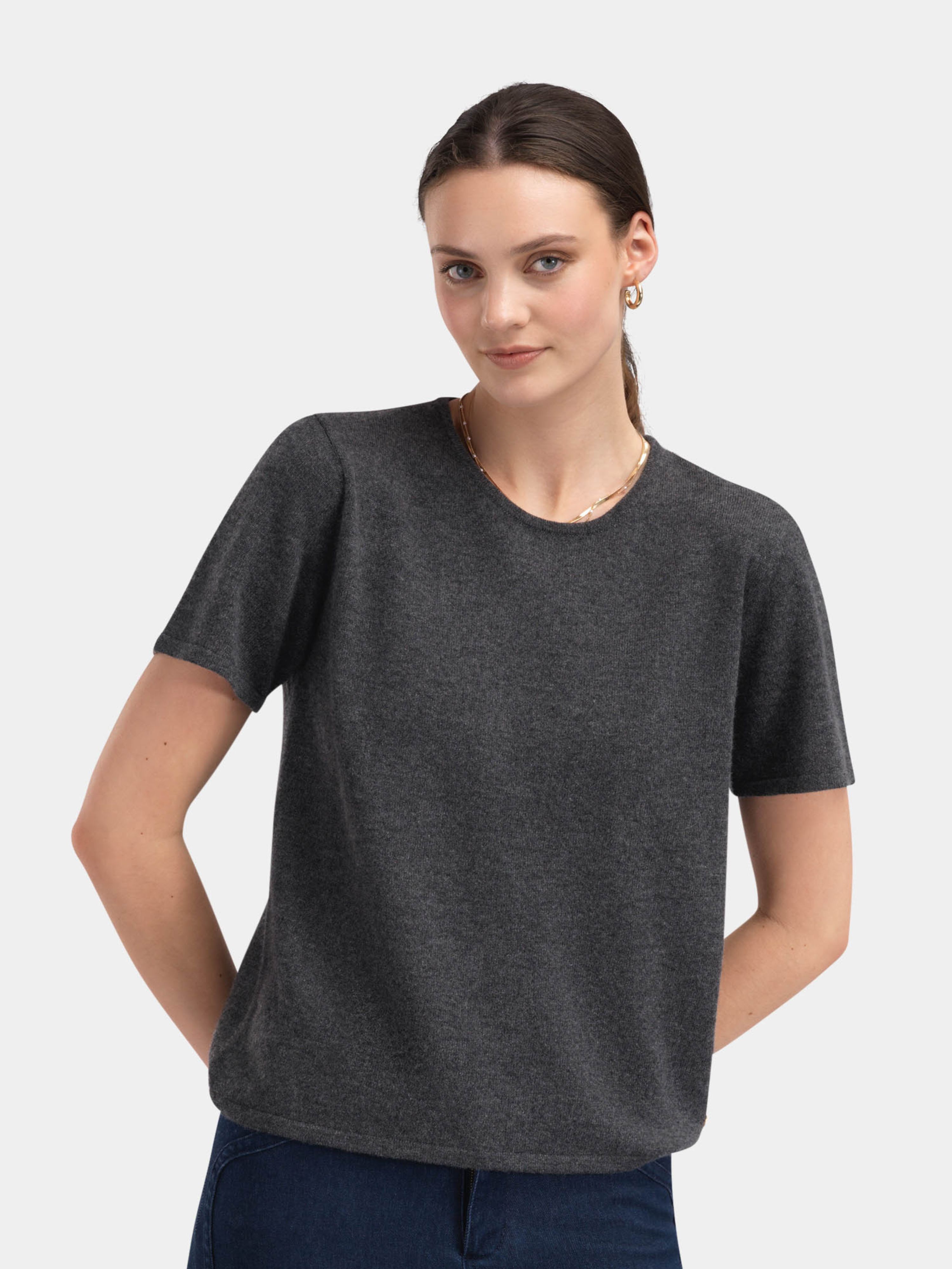 Loftet Cashmere T-Shirt Charcoal Grey