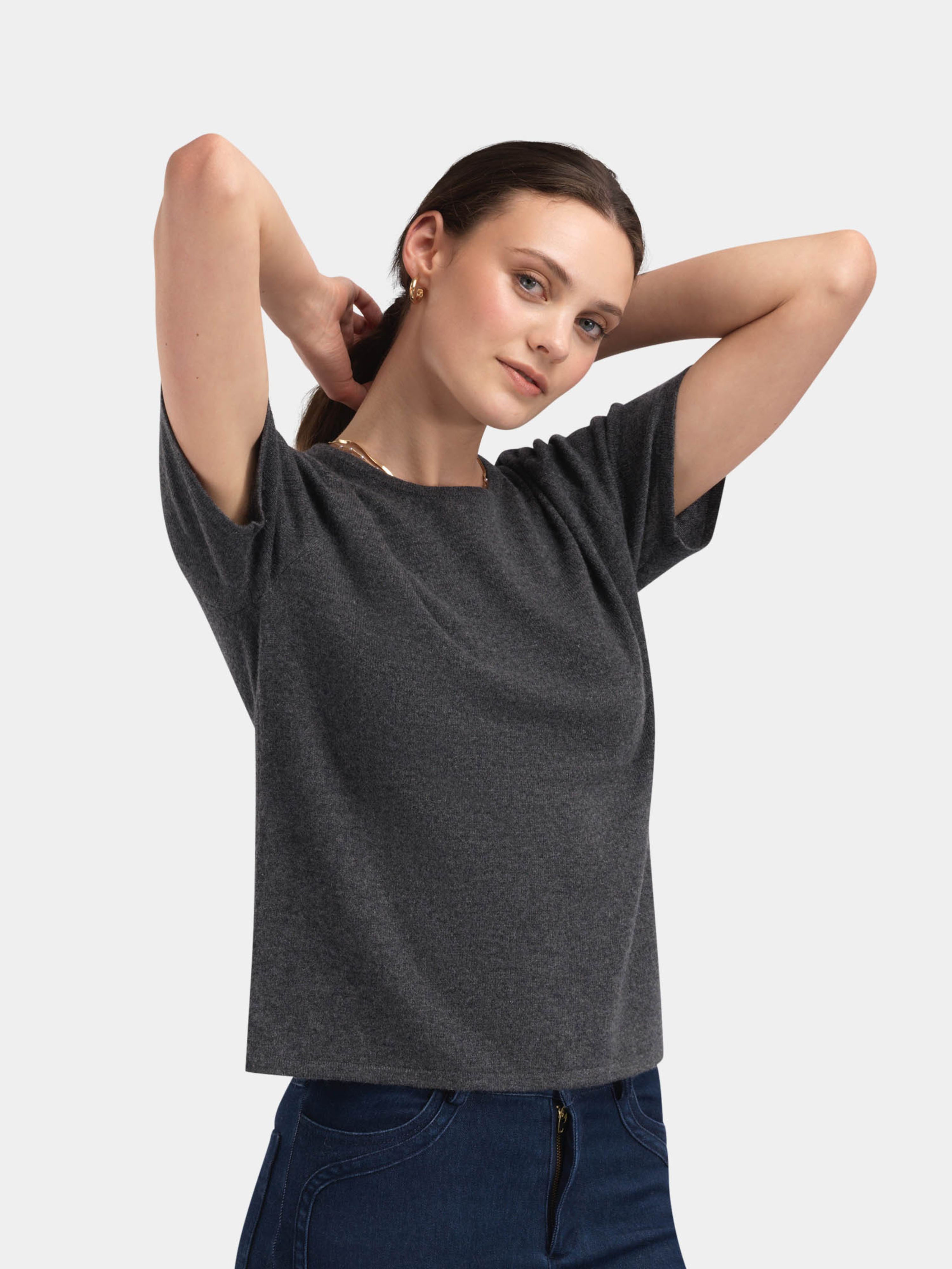 Loftet Cashmere T-Shirt Charcoal Grey