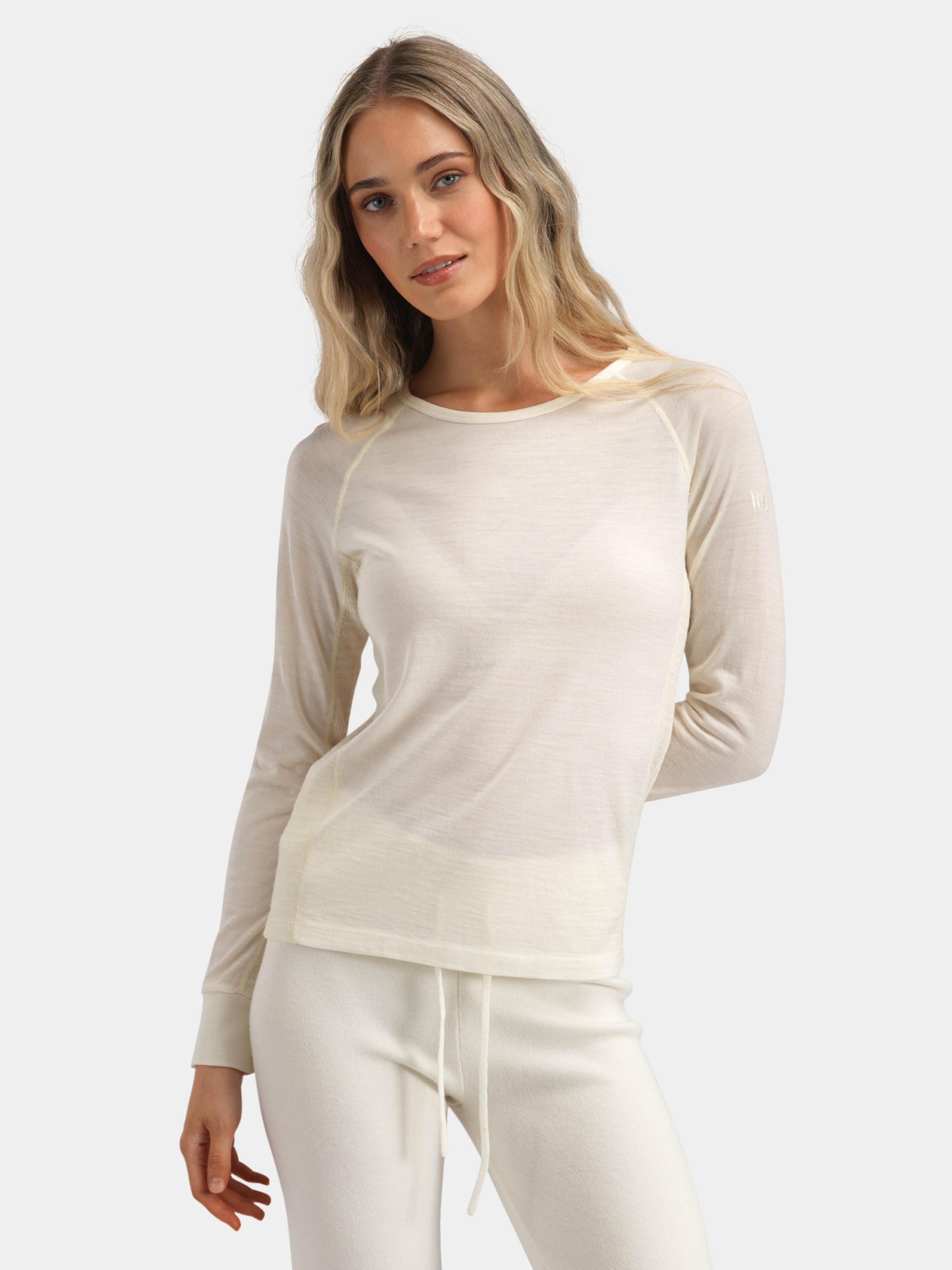Rena Merino Base Layer Crew Top Ivory