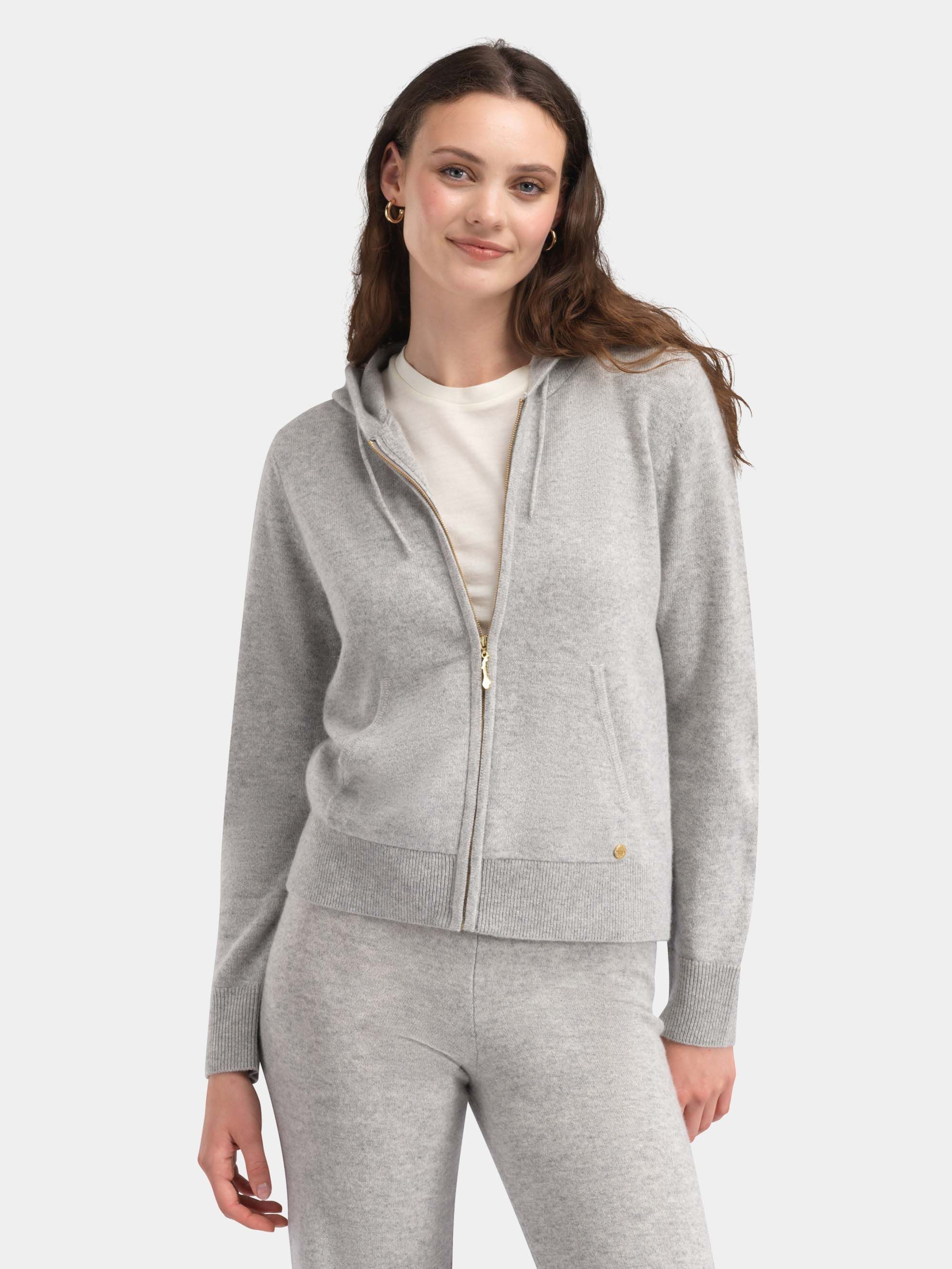 Stortoppen Cashmere Hood Jacket Grey Melange